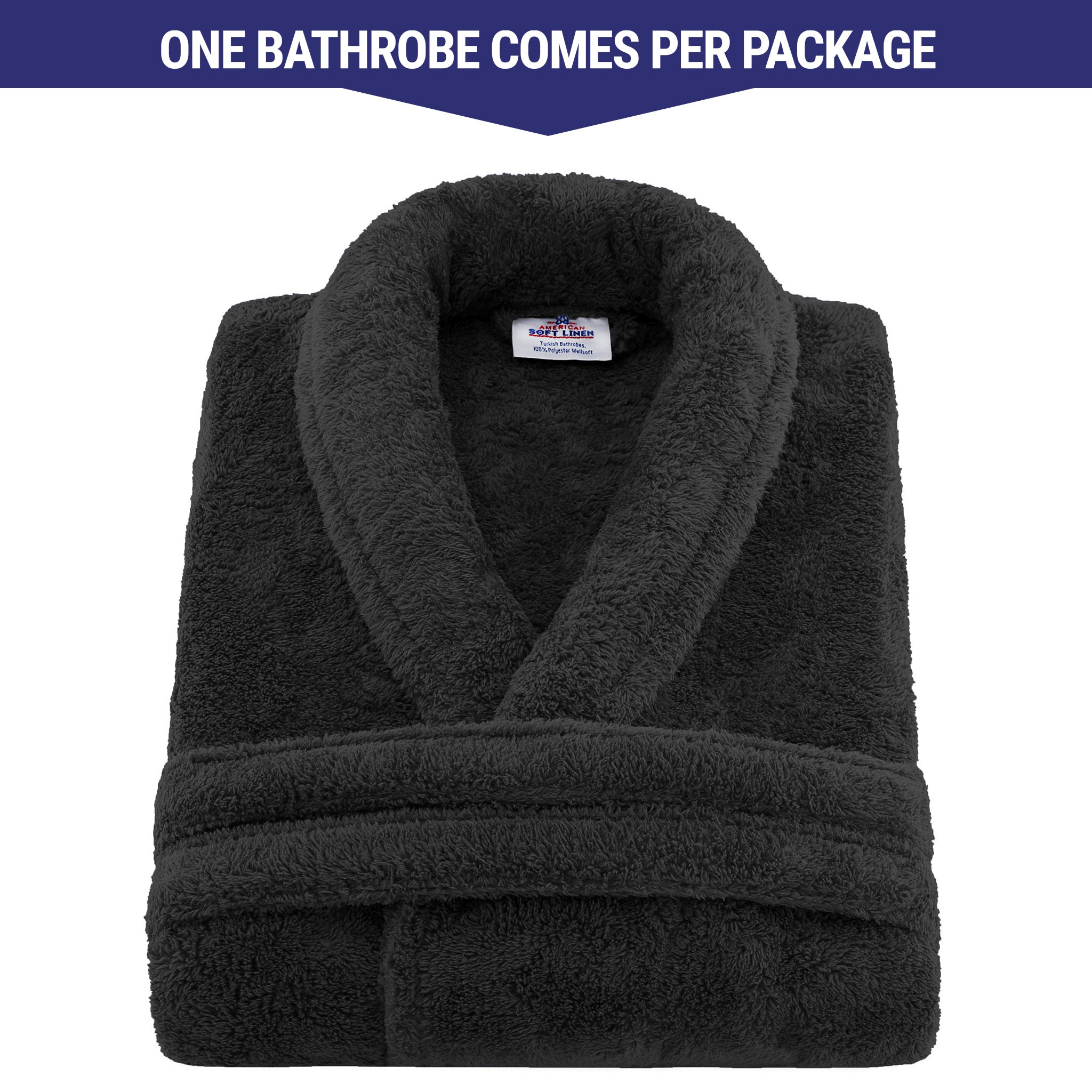 American Soft Linen Super Soft, Absorbent and Fluffy, Unisex Fleece Bathrobe XL-XXL-black-2