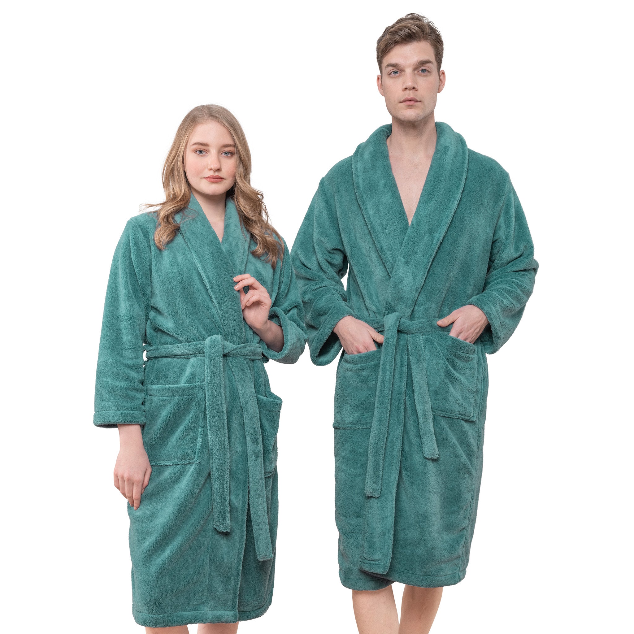 American Soft Linen Super Soft, Absorbent and Fluffy, Unisex Fleece Bathrobe XL-XXL-colonial-blue-1