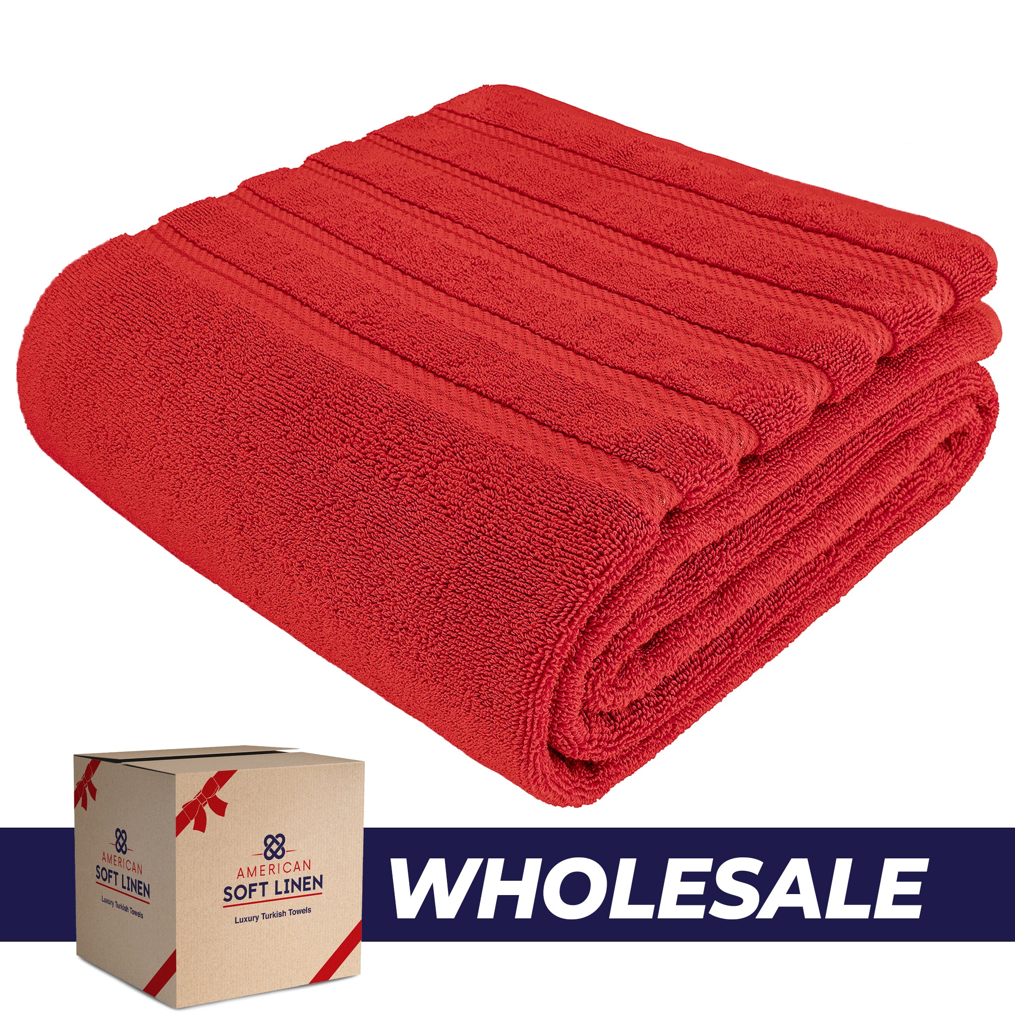 American Soft Linen - 35x70 Jumbo Bath Sheet Turkish Bath Towel - 16 Piece Case Pack - red 1