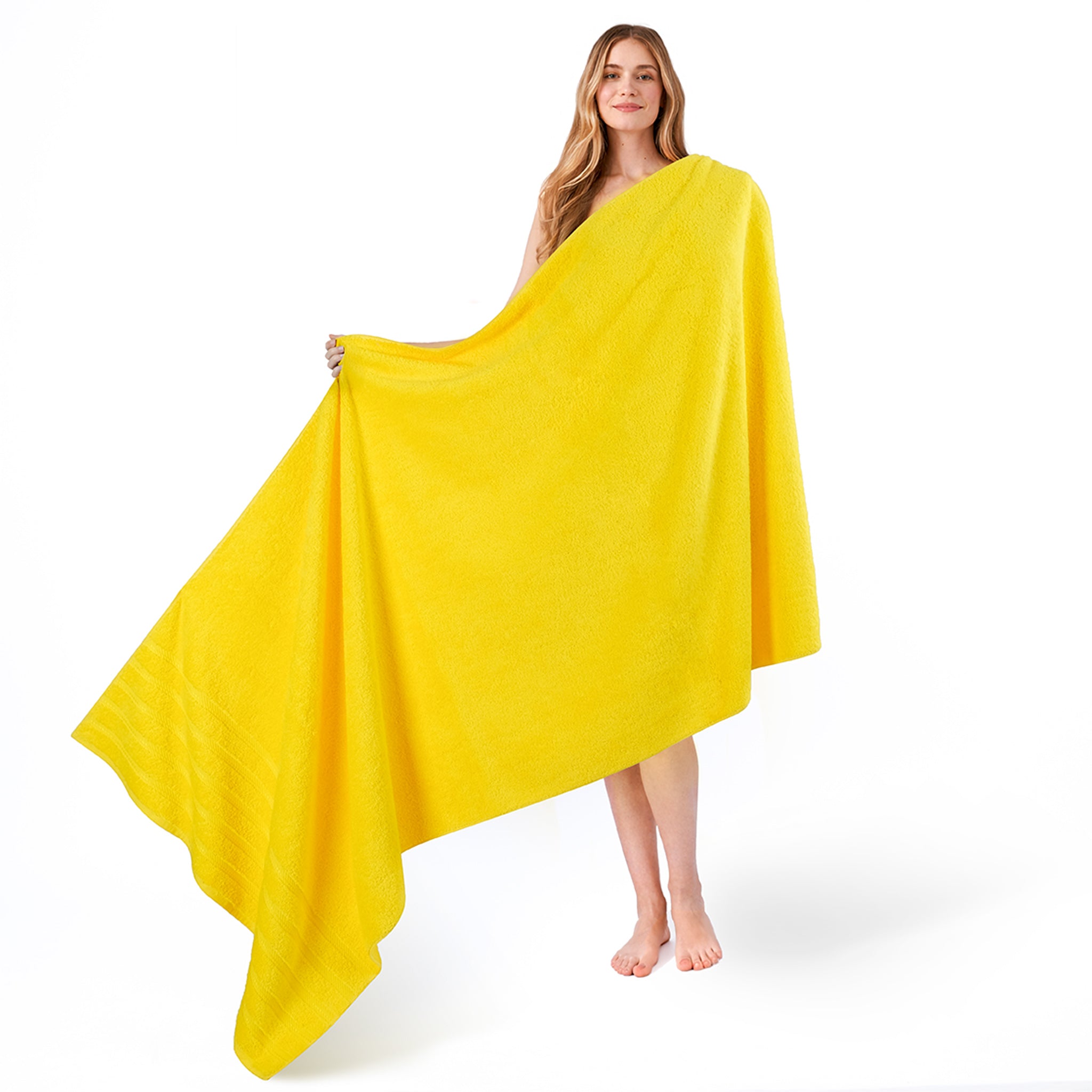 American Soft Linen jumbo bath sheet 35x70, extra large 100% cotton bath towels for Airbnb hotel spa yellow-1