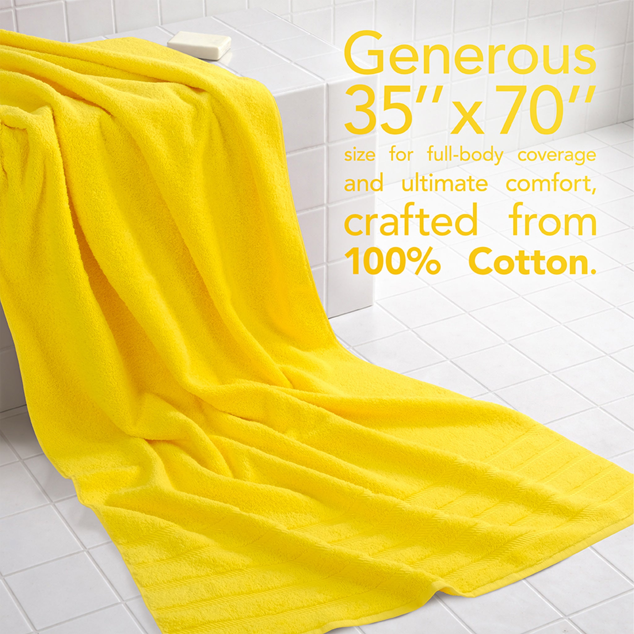 American Soft Linen jumbo bath sheet 35x70, extra large 100% cotton bath towels for Airbnb hotel spa yellow-2