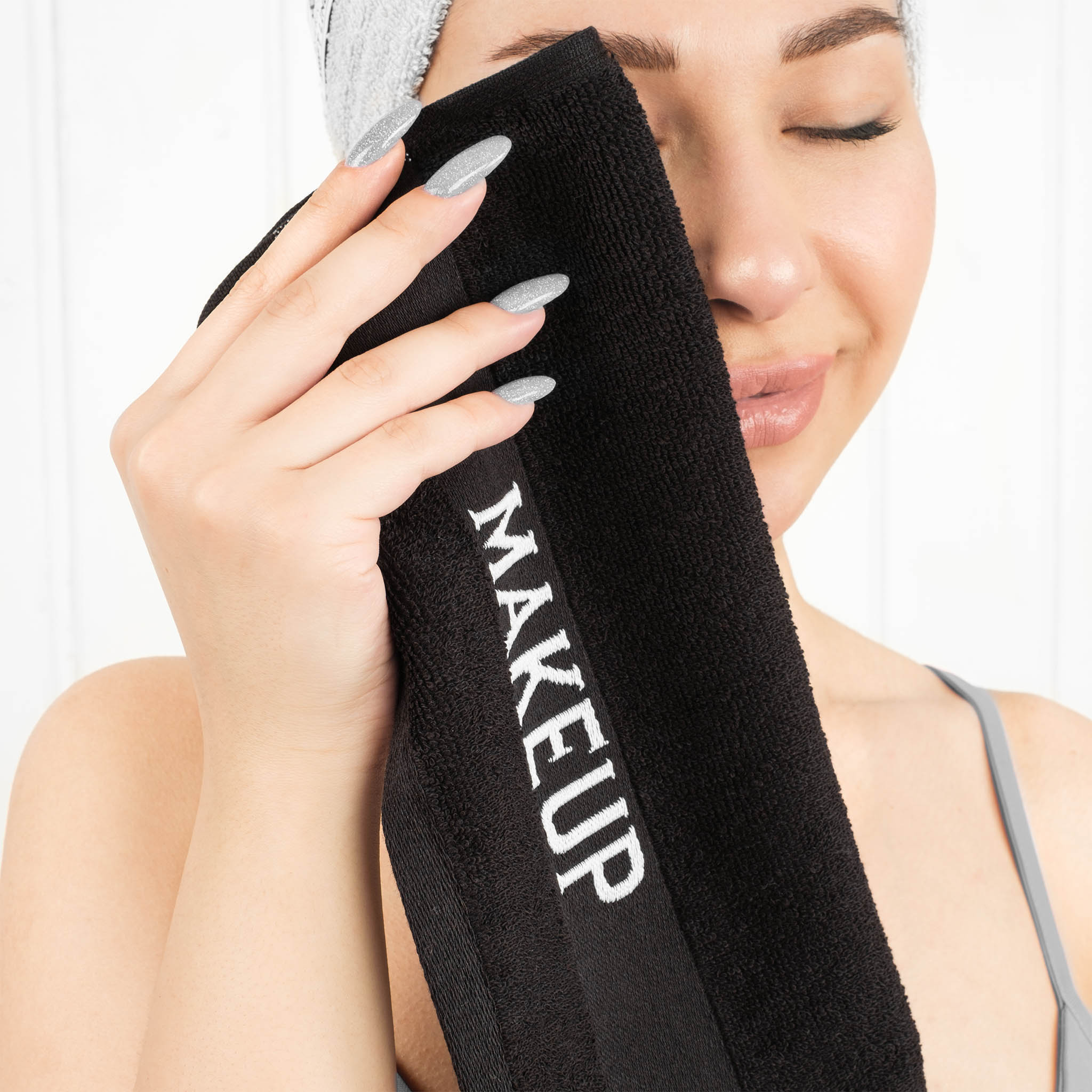 American Soft Linen 100% Cotton Makeup Towels 100 Set Case Pack -black-3