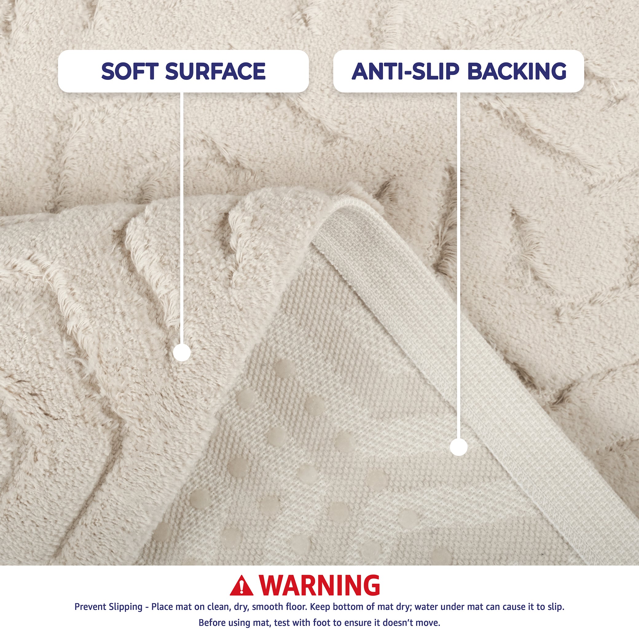 American Soft Linen Meja Bath Rug – 21x34" Decorative Premium Cotton Rug - Bath Mats for Bathroom