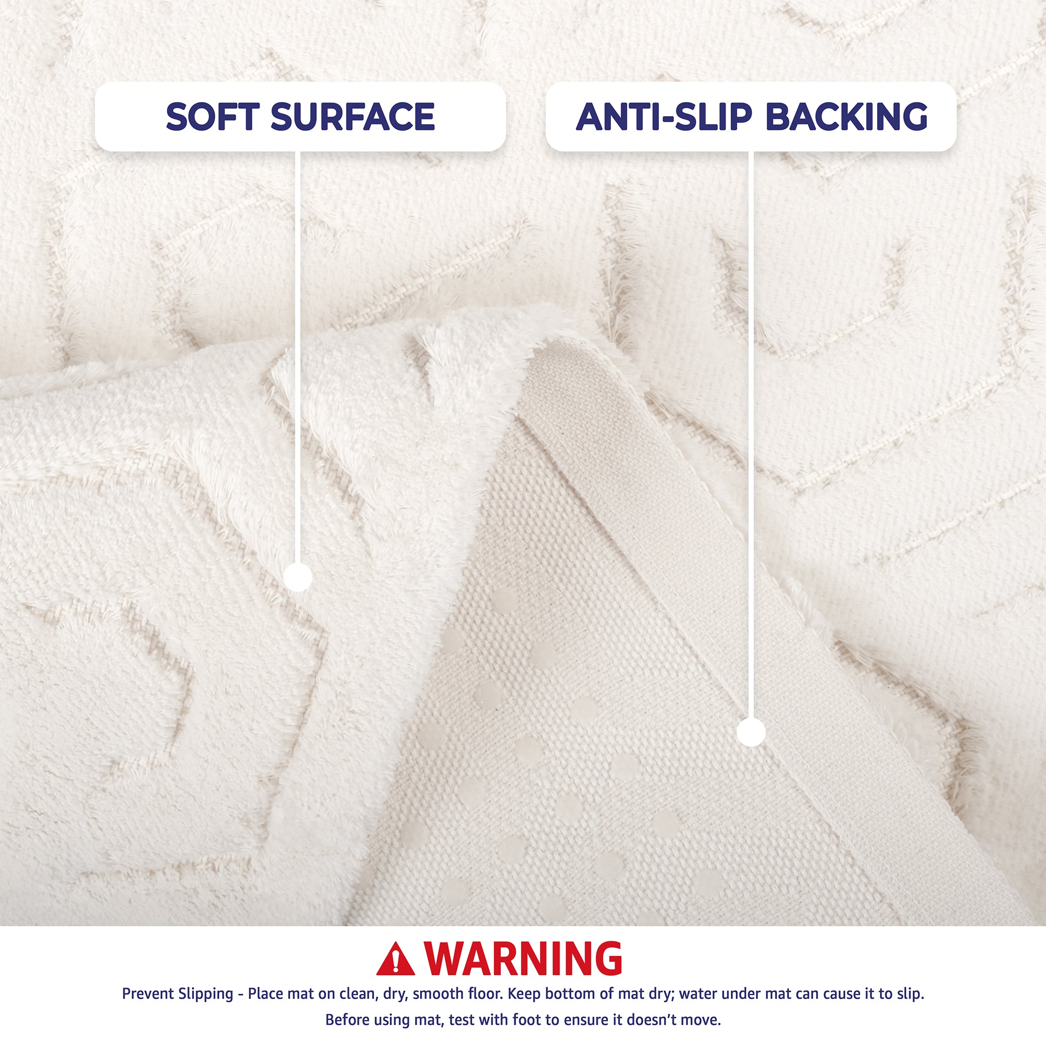 American Soft Linen Meja Bath Rug – 21x34" Decorative Premium Cotton Rug - Bath Mats for Bathroom