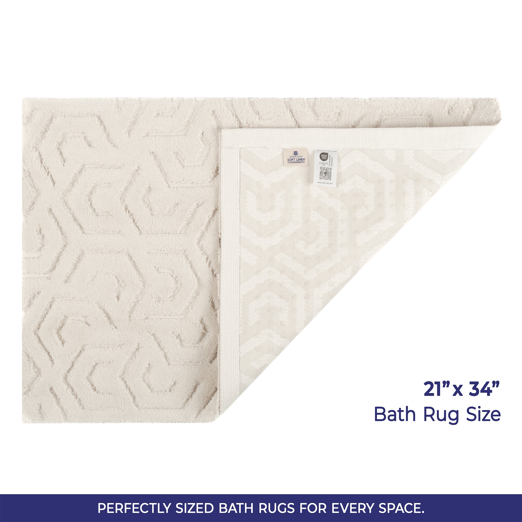 American Soft Linen Meja Bath Rug – 21x34" Decorative Premium Cotton Rug - Bath Mats for Bathroom