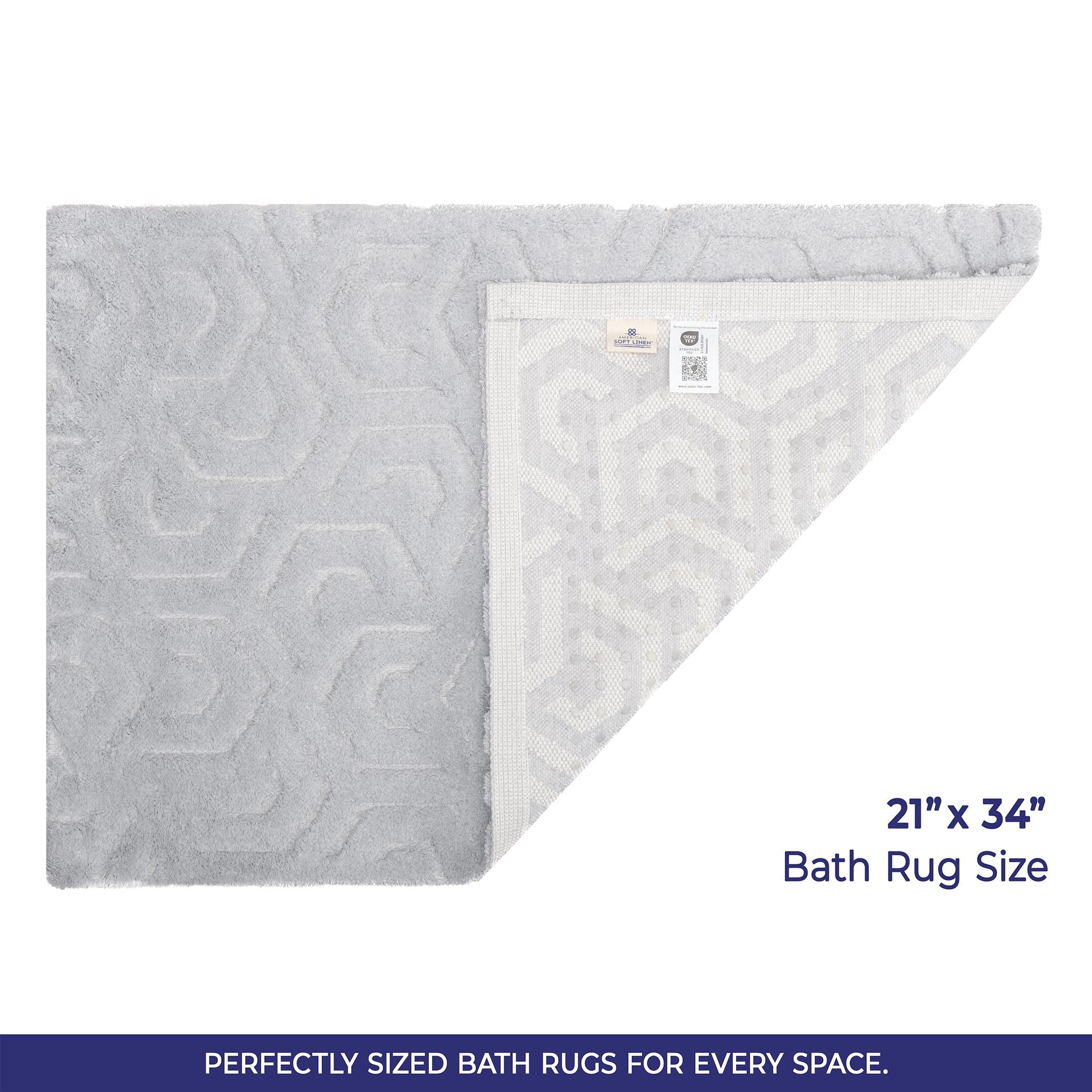 American Soft Linen Meja Bath Rug – 21x34" Decorative Premium Cotton Rug - Bath Mats for Bathroom