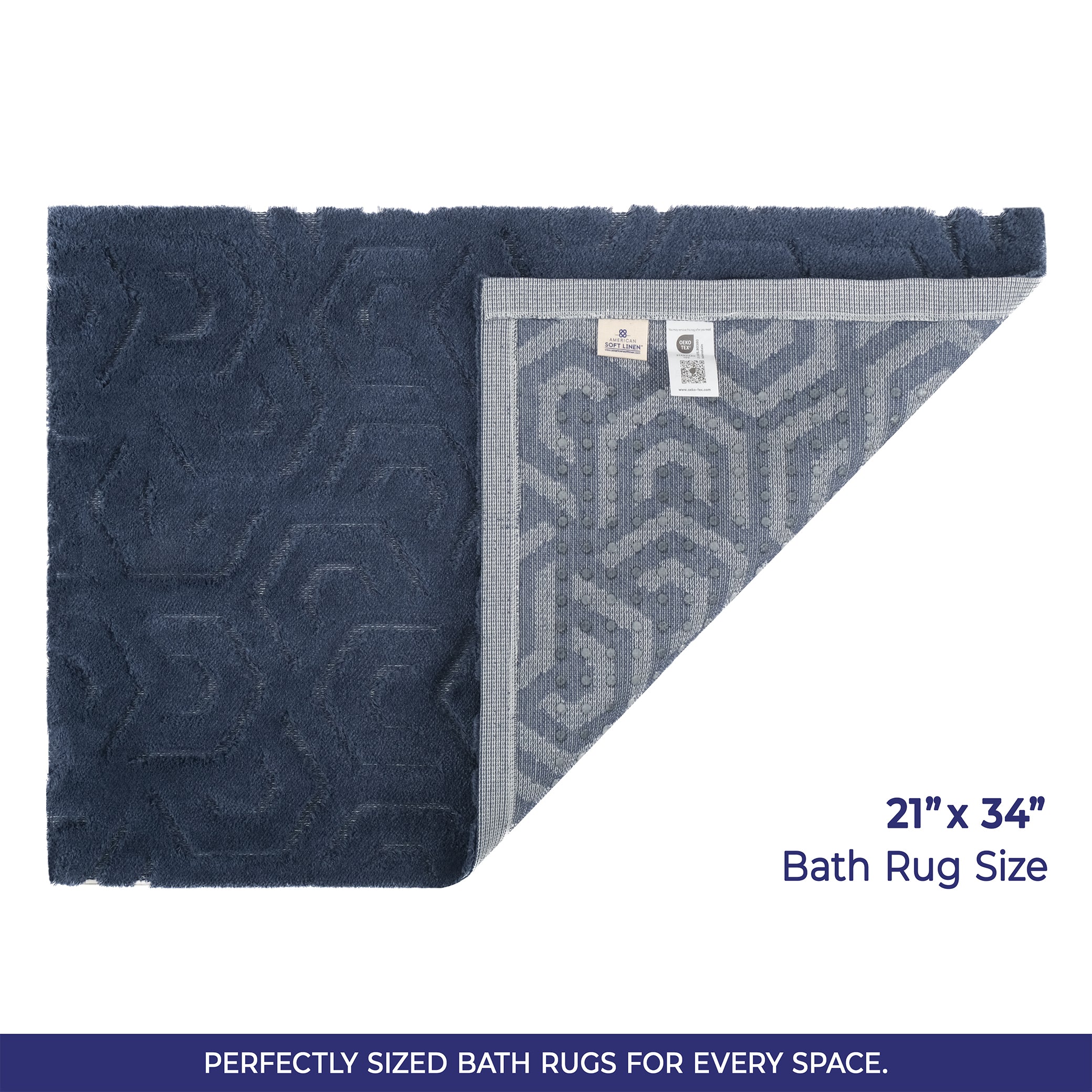 American Soft Linen Meja Bath Rug – 21x34" Decorative Premium Cotton Rug - Bath Mats for Bathroom