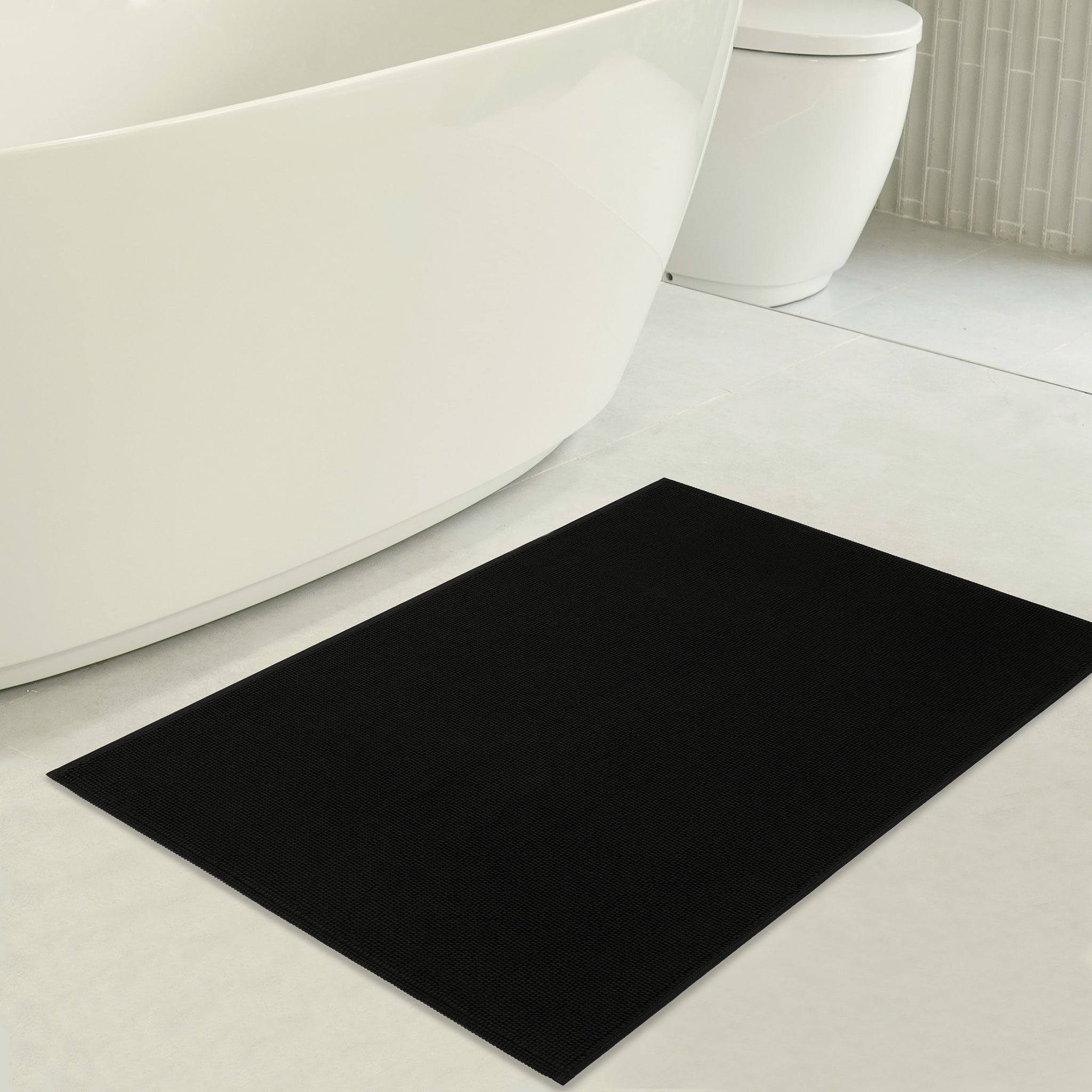 American Soft Linen Non-slip 20x34 100% Cotton Bath Rug Wholesale black-3