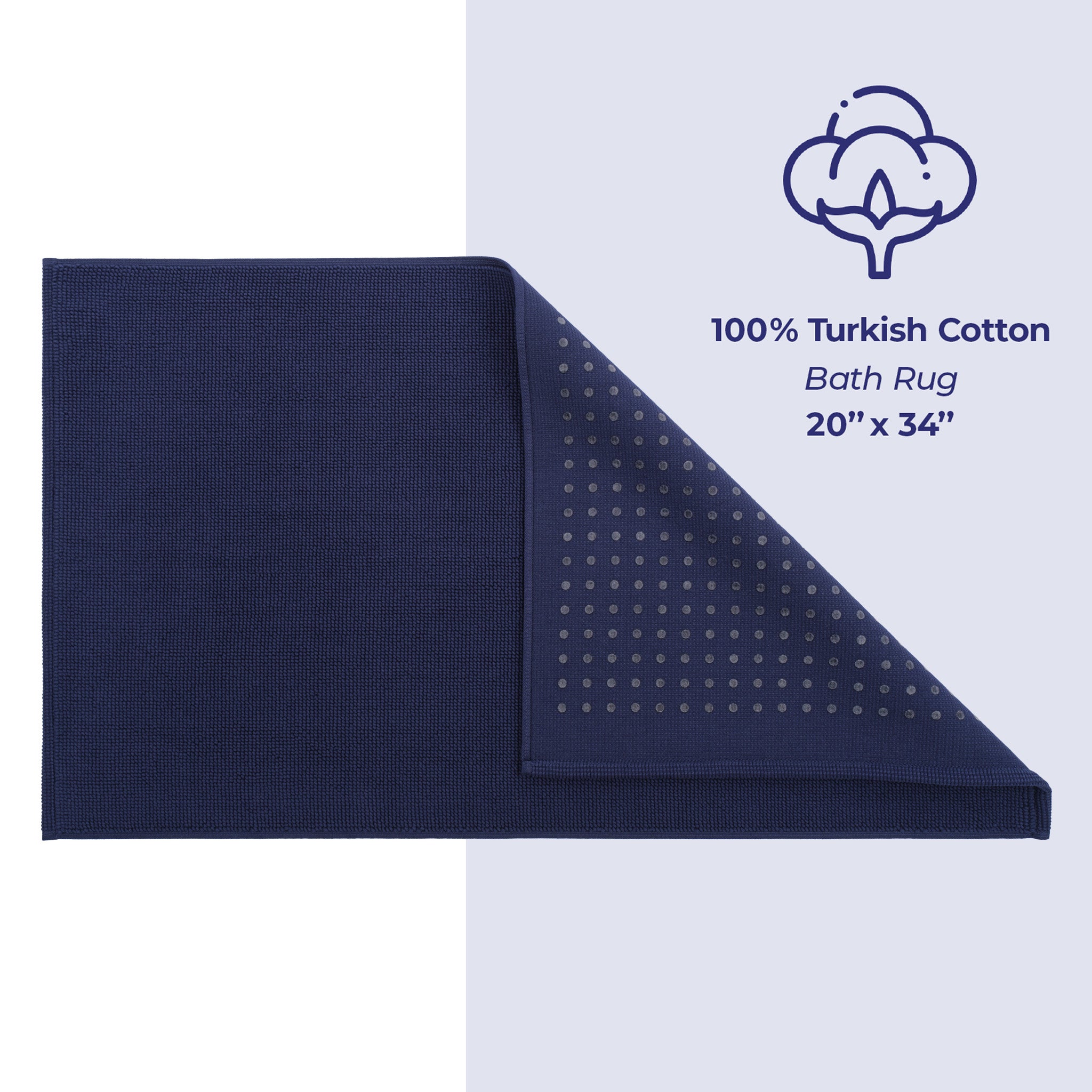American Soft Linen Non-slip 20x34 100% Cotton Bath Rug navy-blue-4