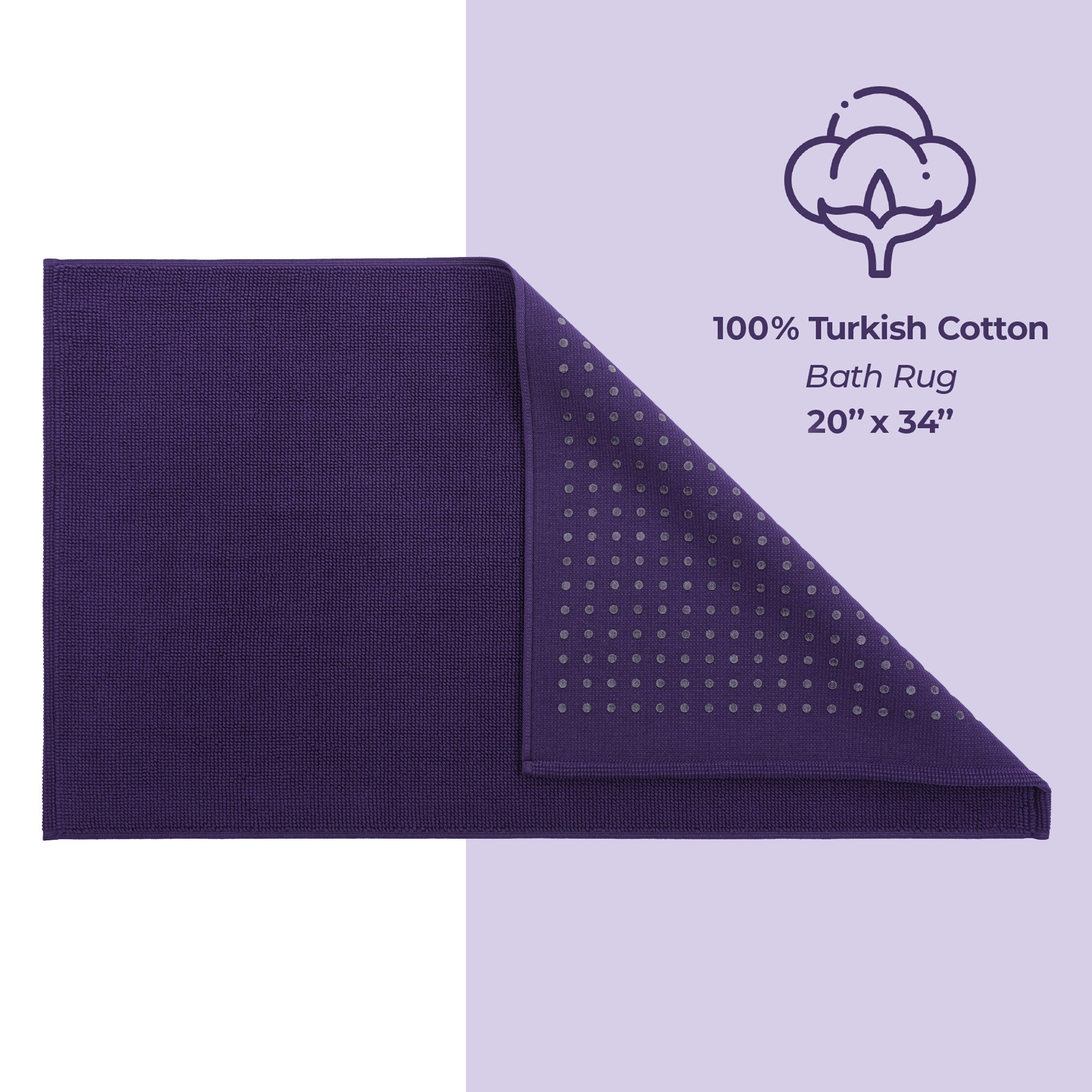 American Soft Linen Non-slip 20x34 100% Cotton Bath Rug purple-4