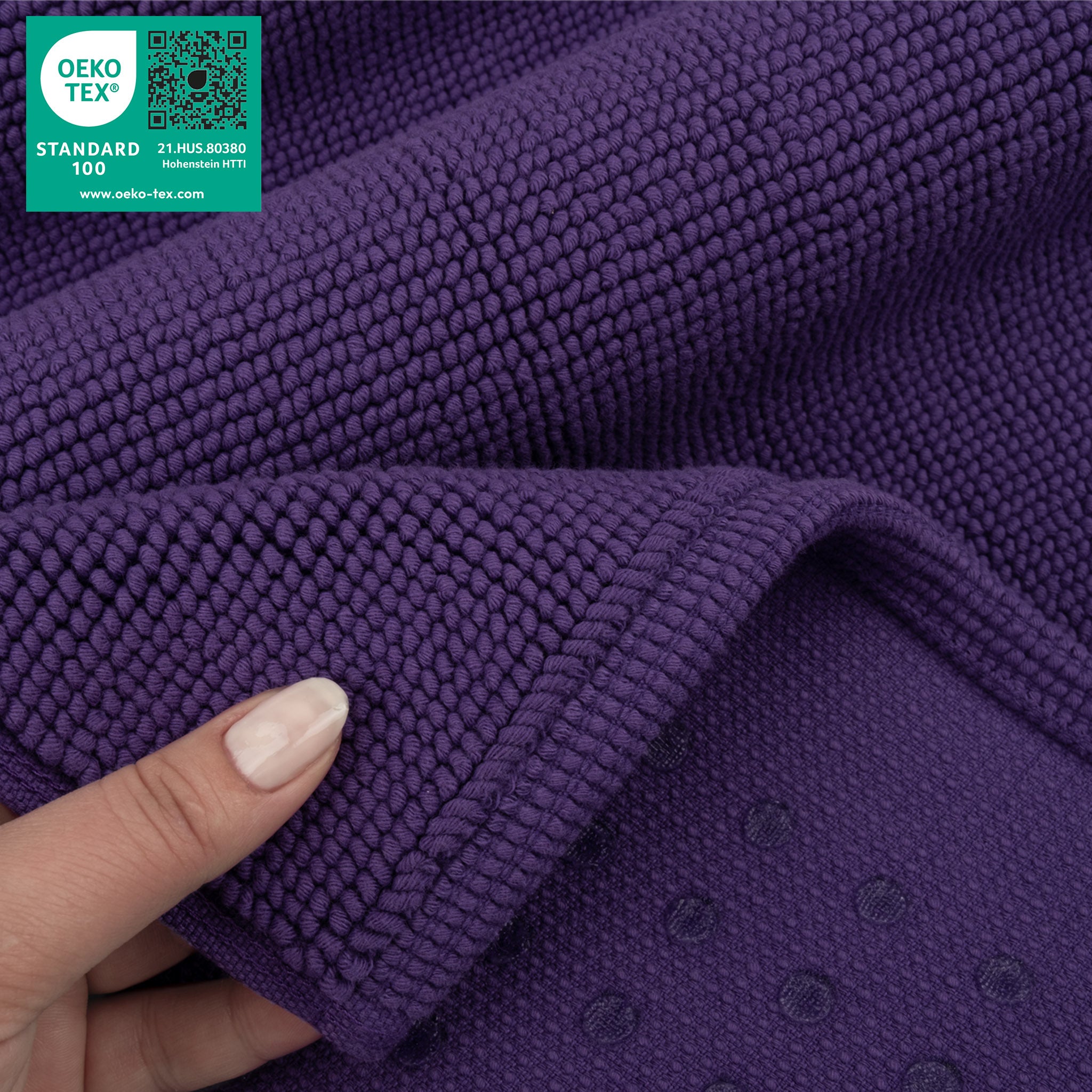 American Soft Linen Non-slip 20x34 100% Cotton Bath Rug purple-5