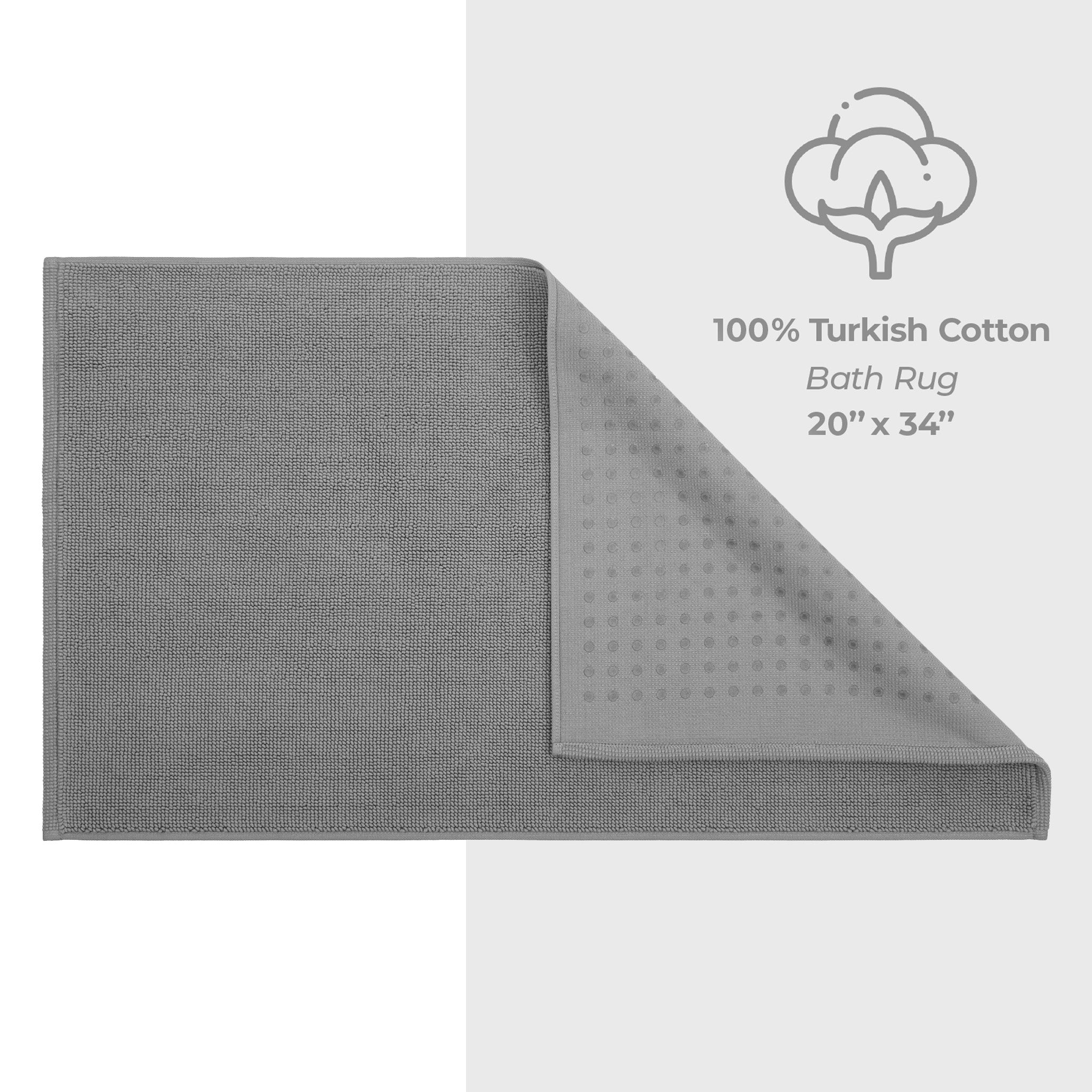 American Soft Linen Non-slip 20x34 100% Cotton Bath Rug rockridge-gray-4