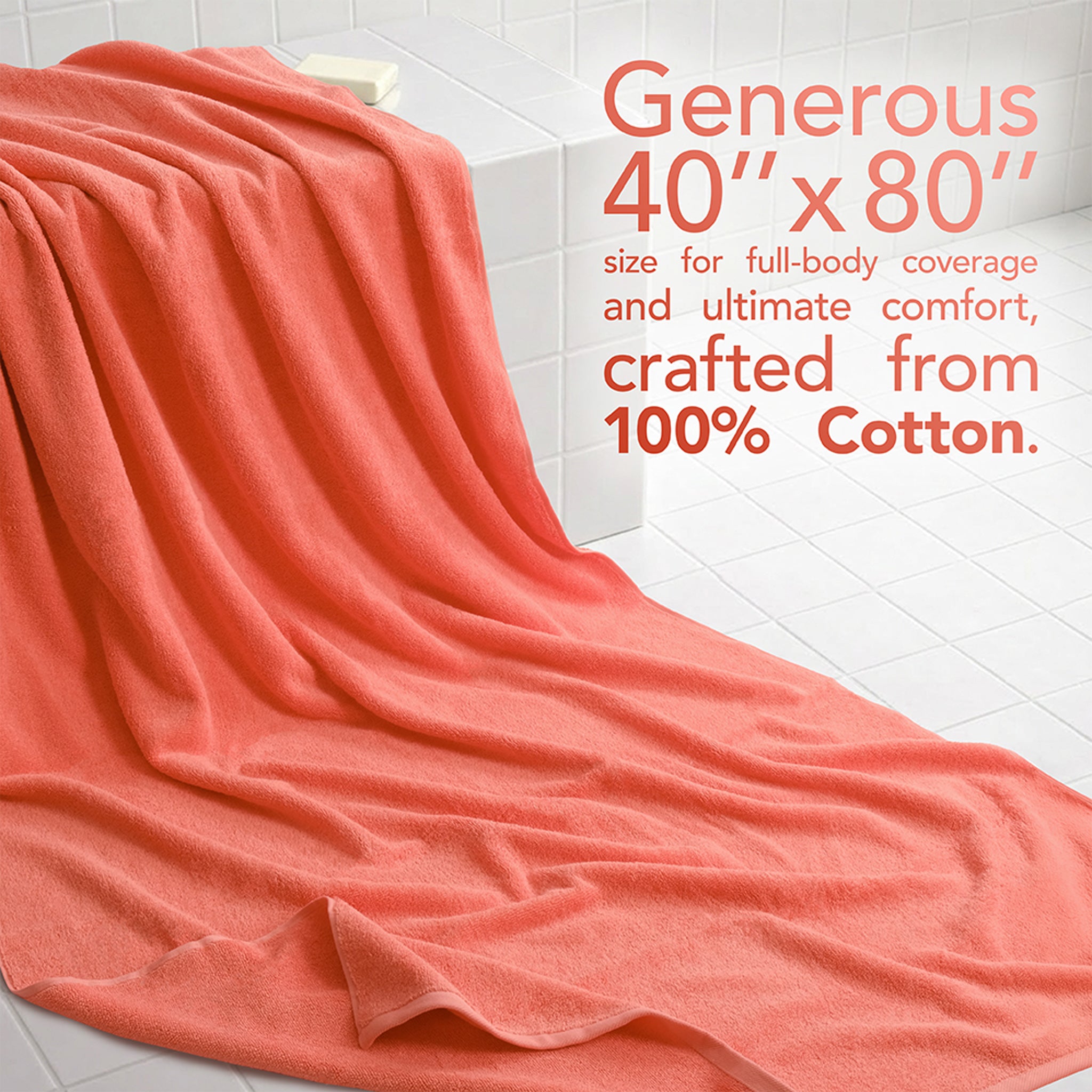 40x80 Inch Premium Bath Sheet OVERSIZED 100% Ring Spun Cotton, Luxury, Maximum Softness, Extra Large Bath Towel