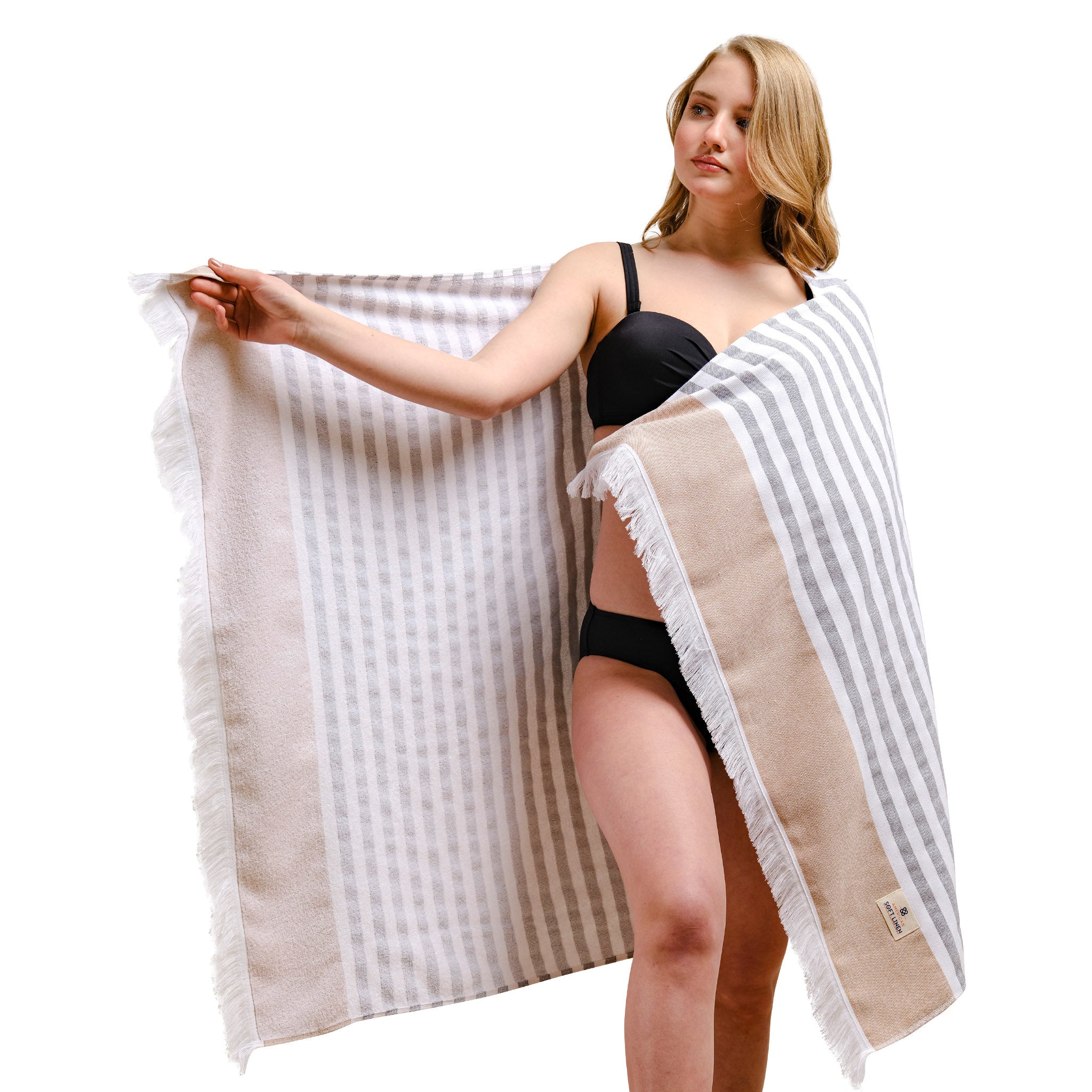 American Soft Linen 100% Turkish Cotton Peshtemal 44 set case pack -brown-1