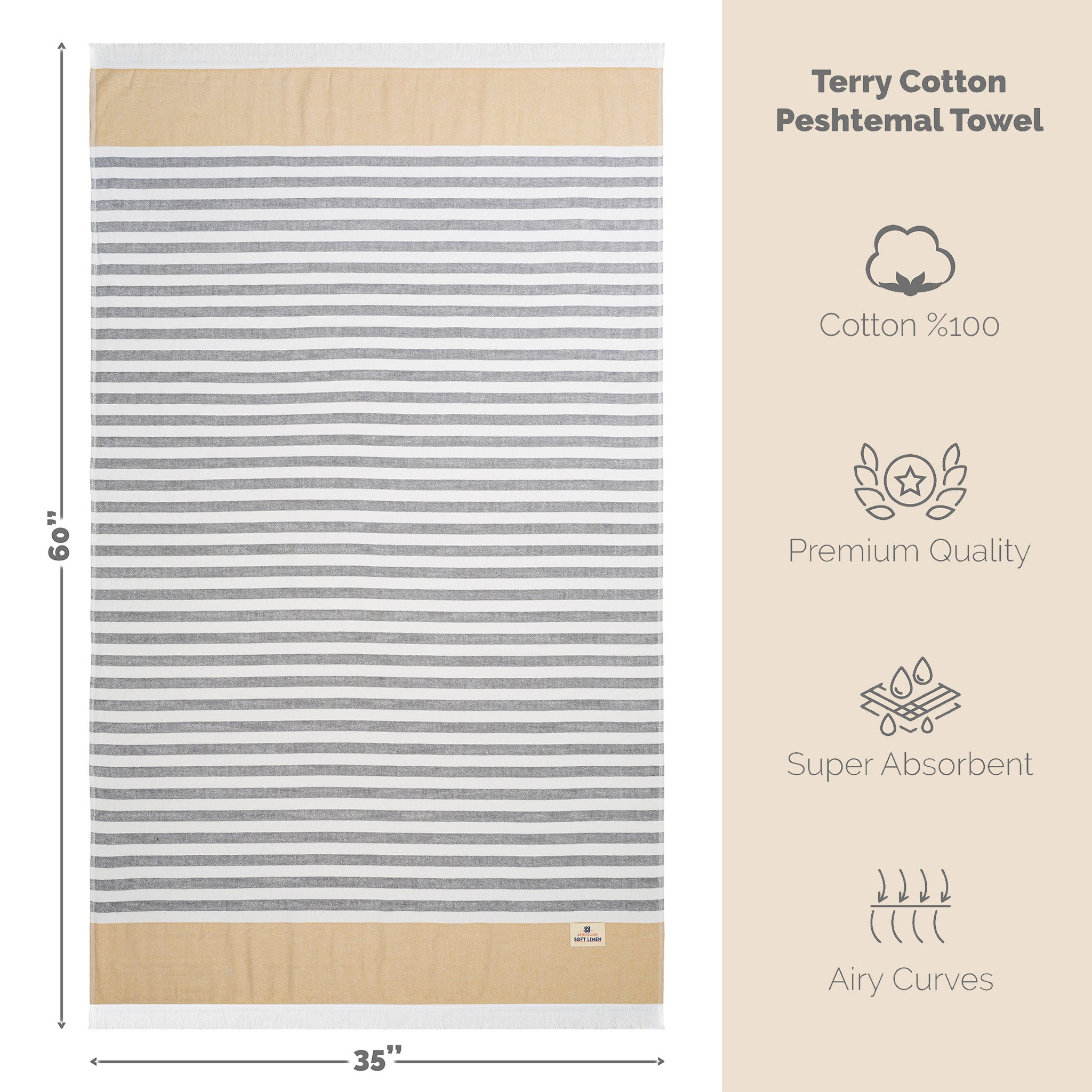 American Soft Linen 100% Turkish Cotton Peshtemal -brown-5