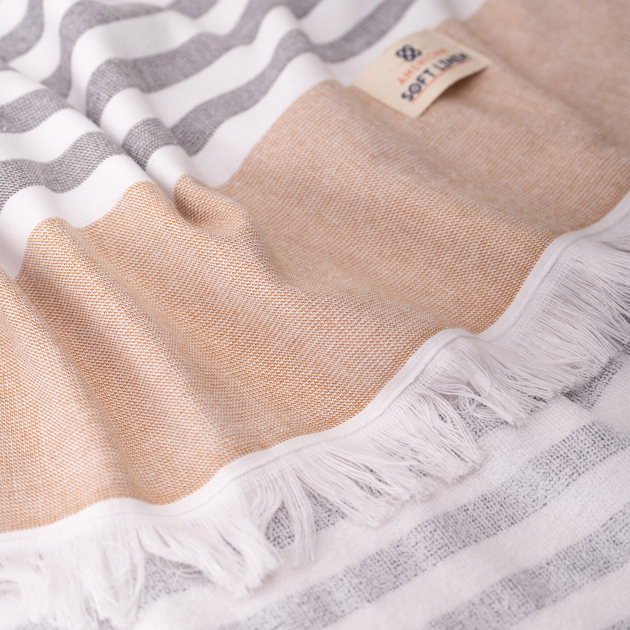 American Soft Linen 100% Turkish Cotton Peshtemal -brown-6