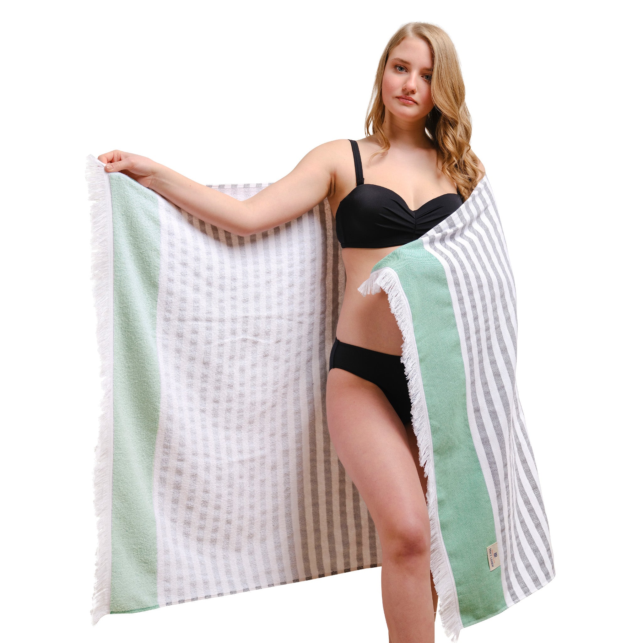 American Soft Linen 100% Turkish Cotton Peshtemal -green-1