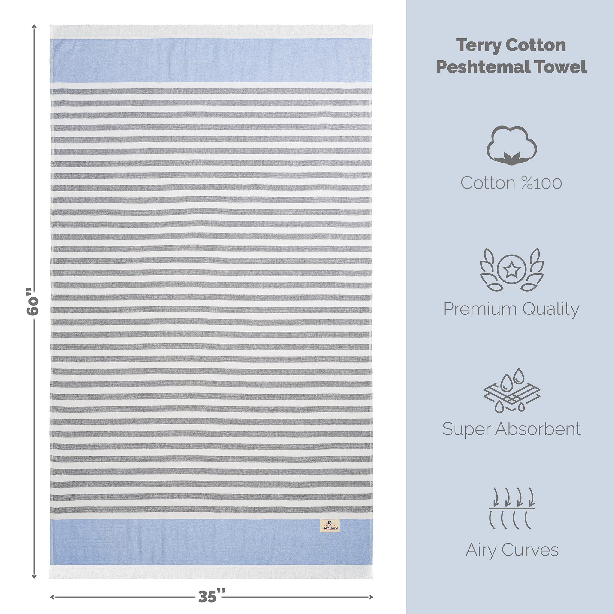 American Soft Linen 100% Turkish Cotton Peshtemal -navy-blue-5