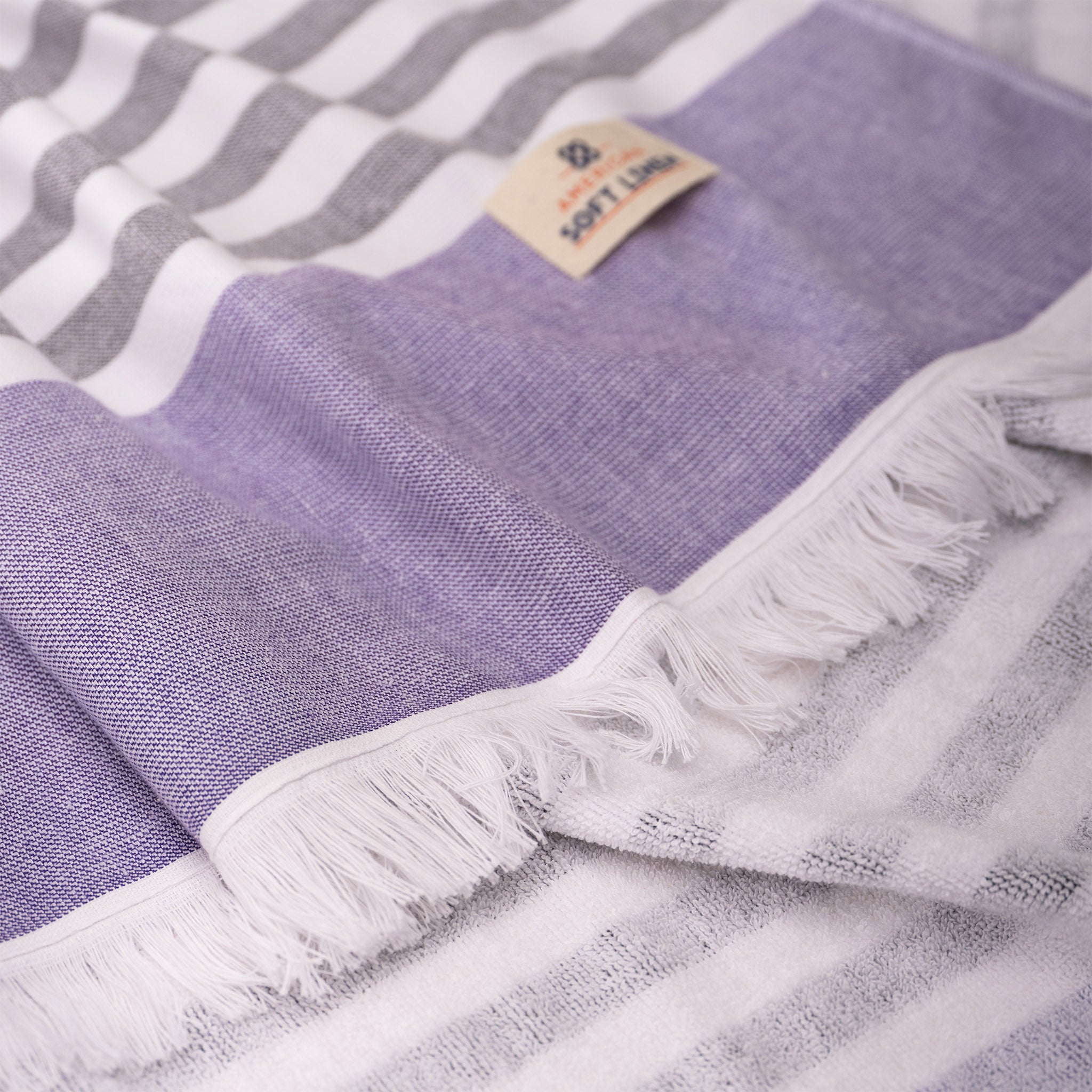 American Soft Linen 100% Turkish Cotton Peshtemal -purple-6