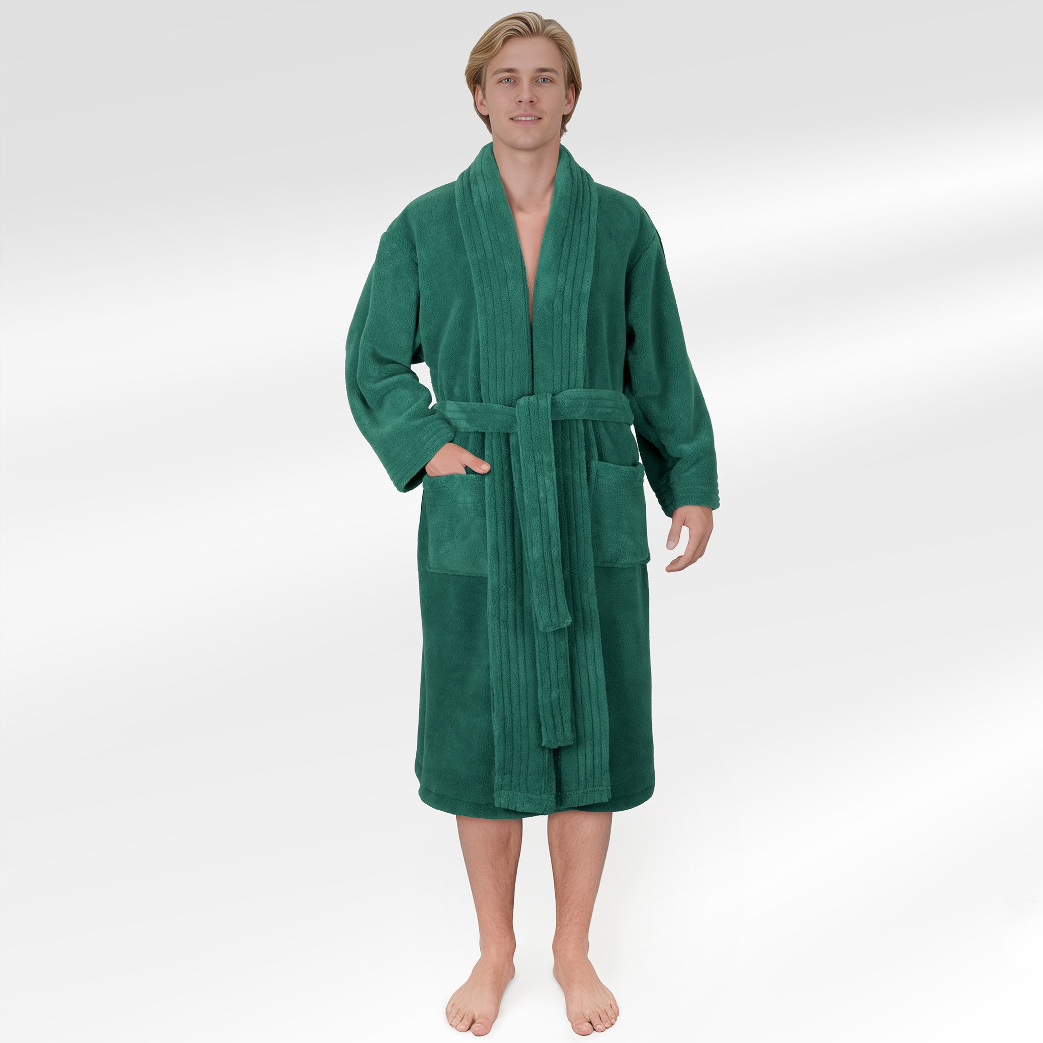 American Soft Linen Luxury Men’s Fleece Bathrobe – Ultra Soft, Warm & Lightweight Plush Robe