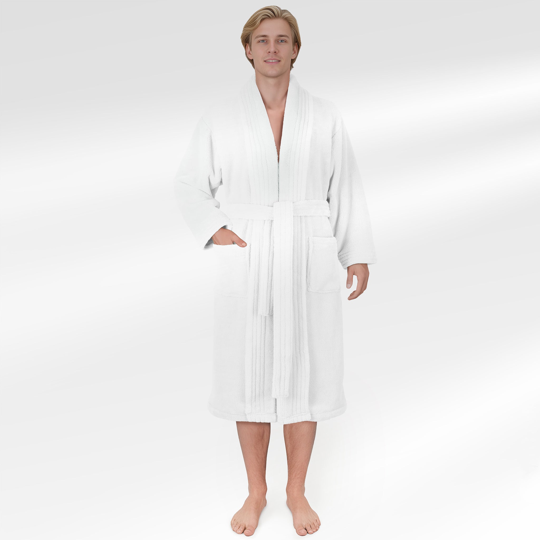 American Soft Linen Luxury Men’s Fleece Bathrobe – Ultra Soft, Warm & Lightweight Plush Robe