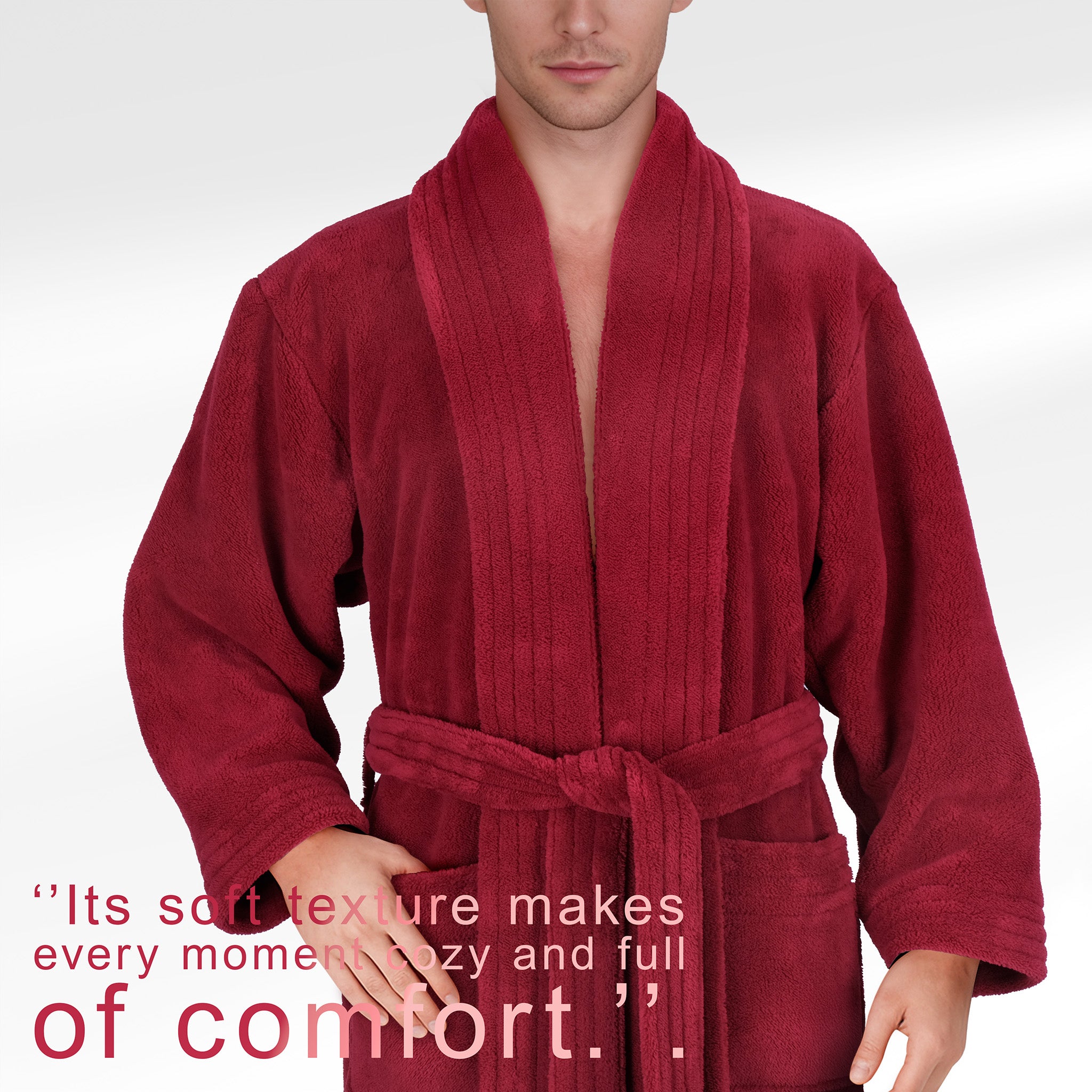 American Soft Linen Luxury Men’s Fleece Bathrobe – Ultra Soft, Warm & Lightweight Plush Robe