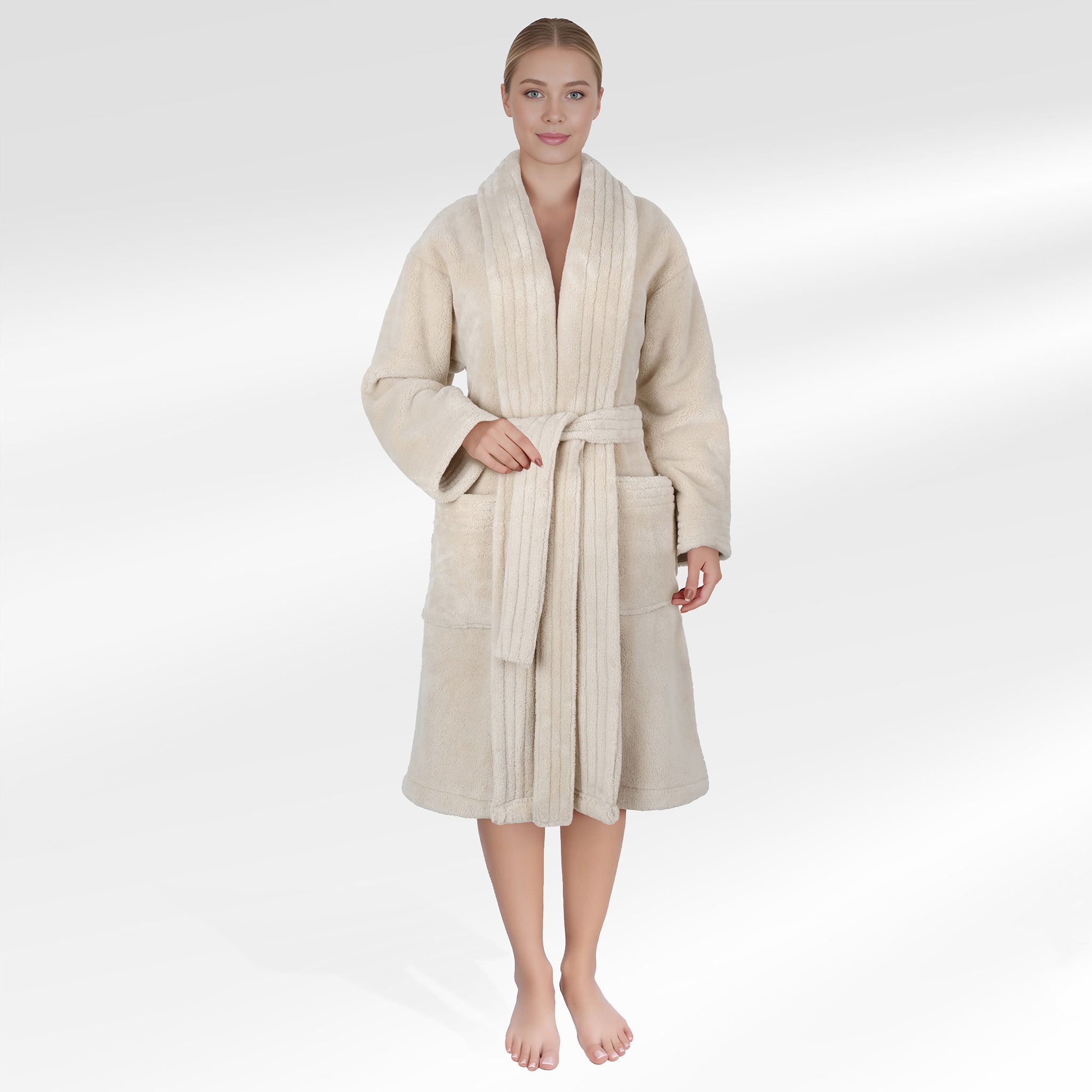 American Soft Linen Luxury Women’s Fleece Bathrobe – Ultra Soft, Warm & Lightweight Plush Robe