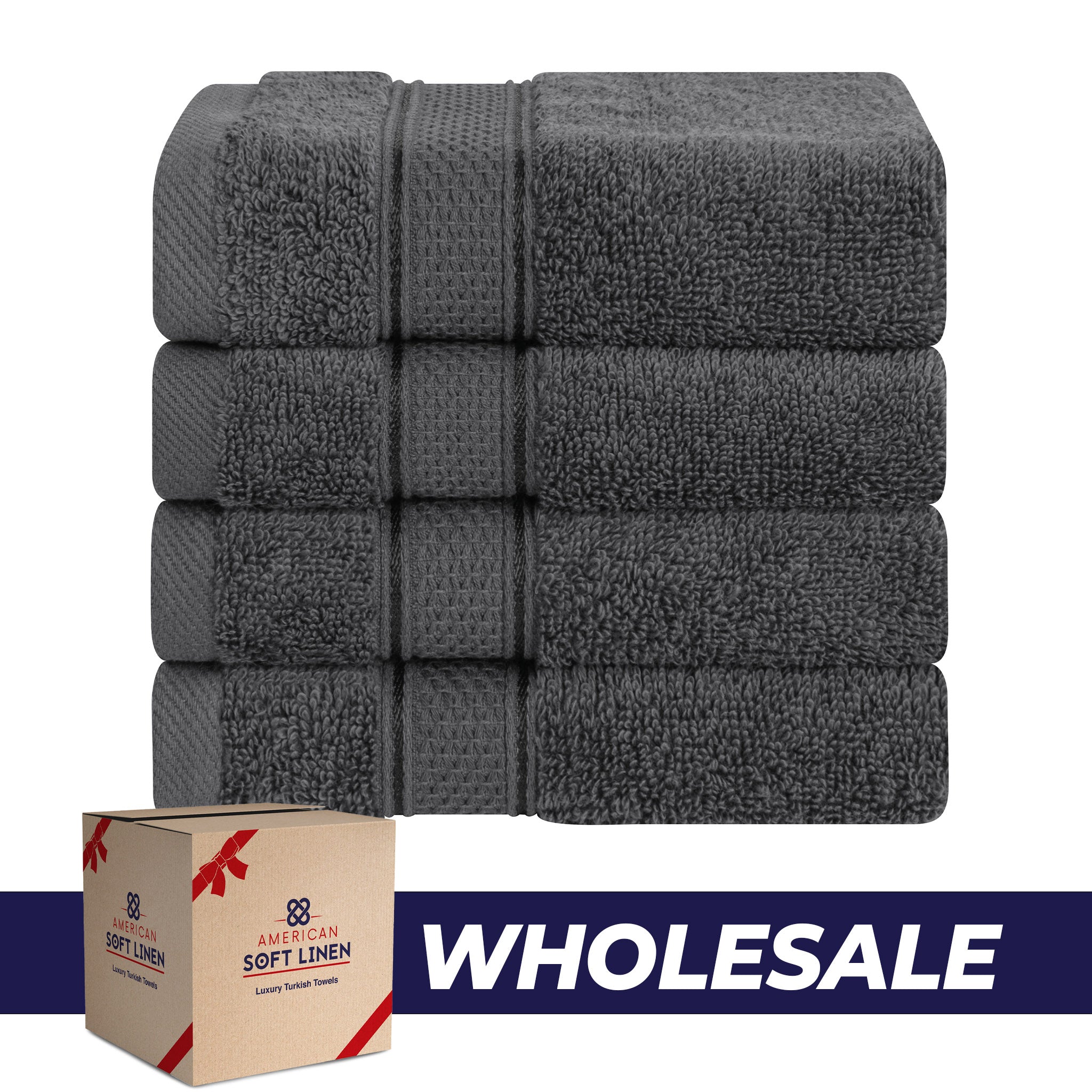 American Soft Linen, 100% Turkish Combed Cotton Luxury, Salem 4 Piece Washcloth Set - 60 Set Case Pack -gray-0