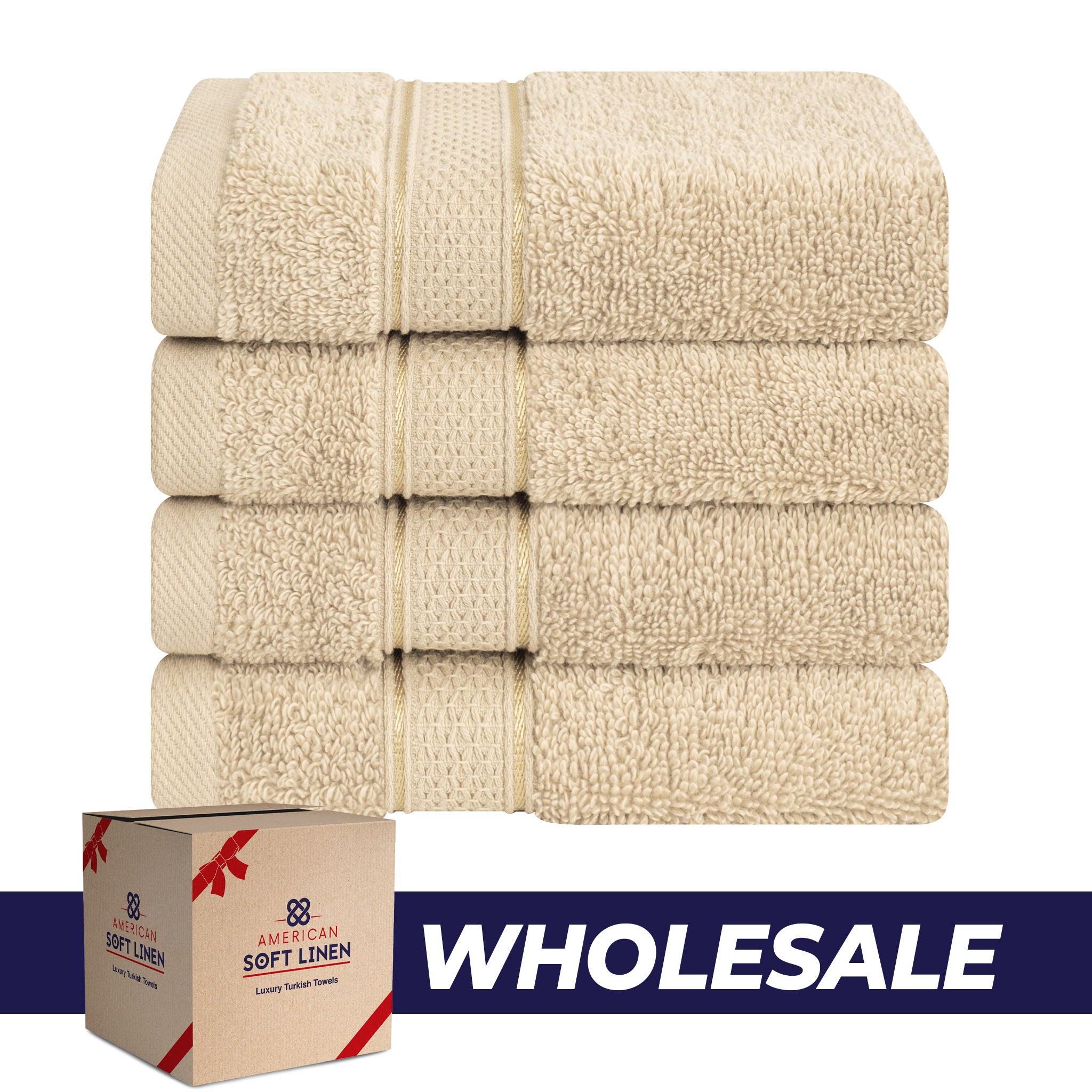 American Soft Linen, 100% Turkish Combed Cotton Luxury, Salem 4 Piece Washcloth Set - 60 Set Case Pack -sand-taupe-0