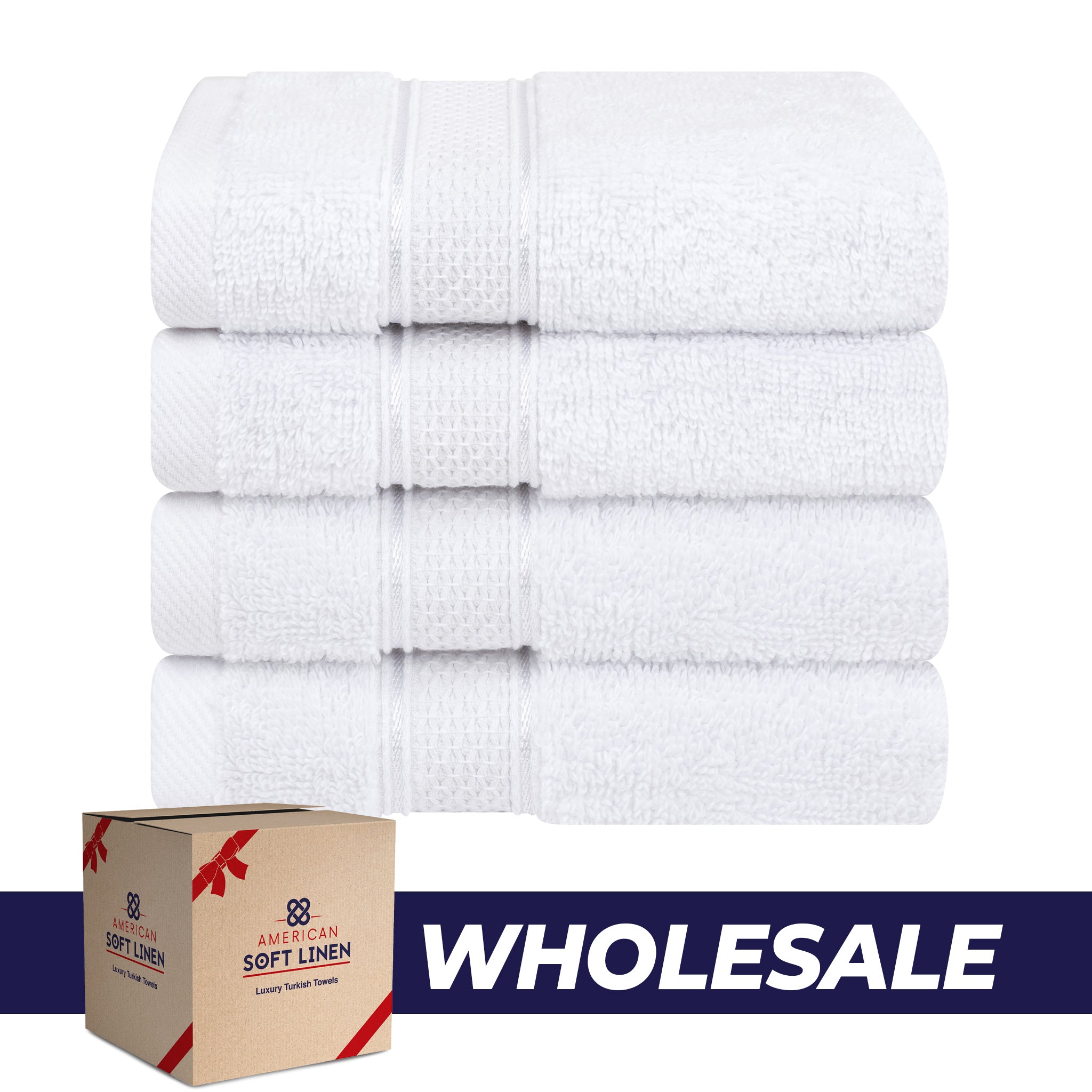 American Soft Linen, 100% Turkish Combed Cotton Luxury, Salem 4 Piece Washcloth Set - 60 Set Case Pack -white-0
