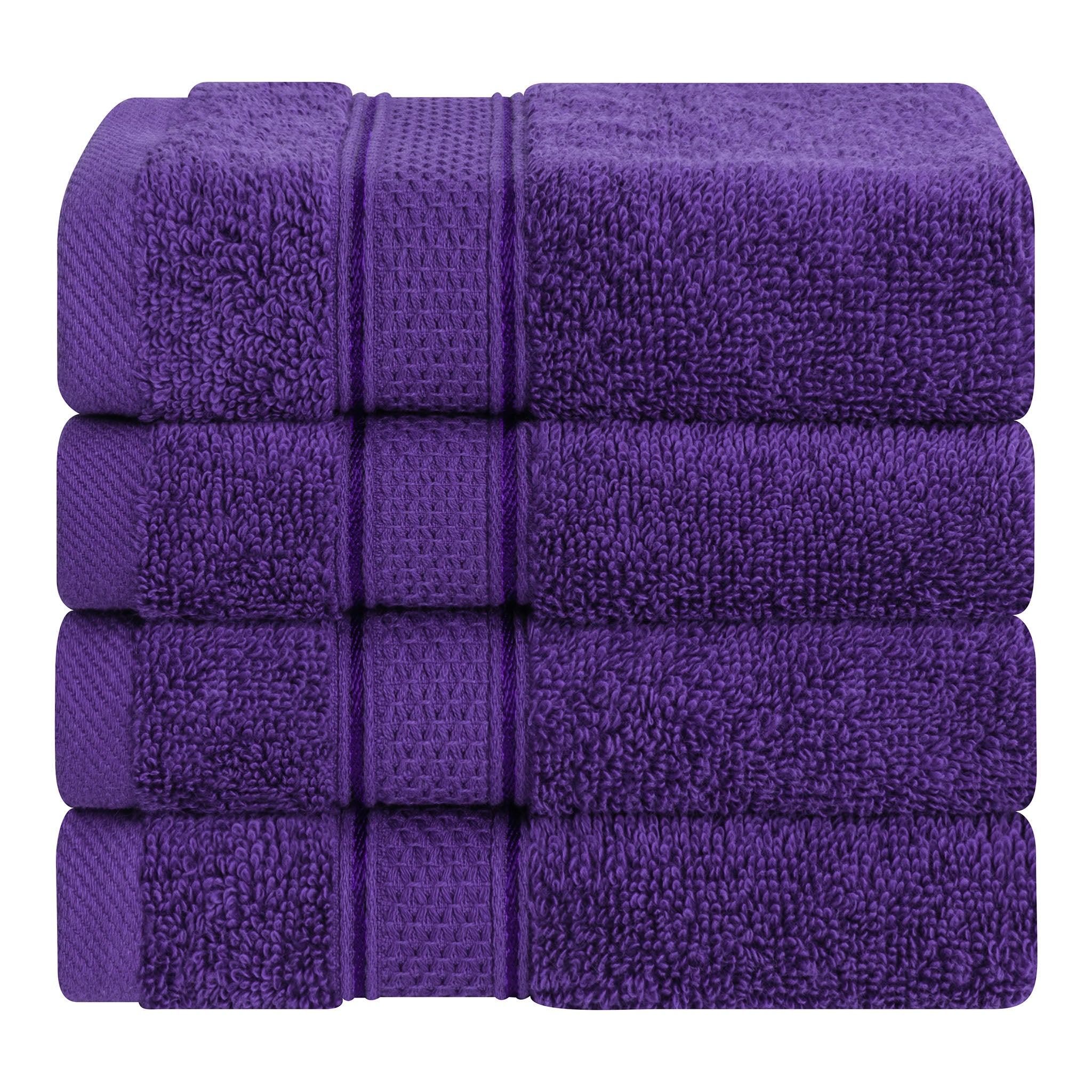 American Soft Linen Salem 100% Turkish Combed Cotton Luxury 4 Piece Washcloth Set -purple-1