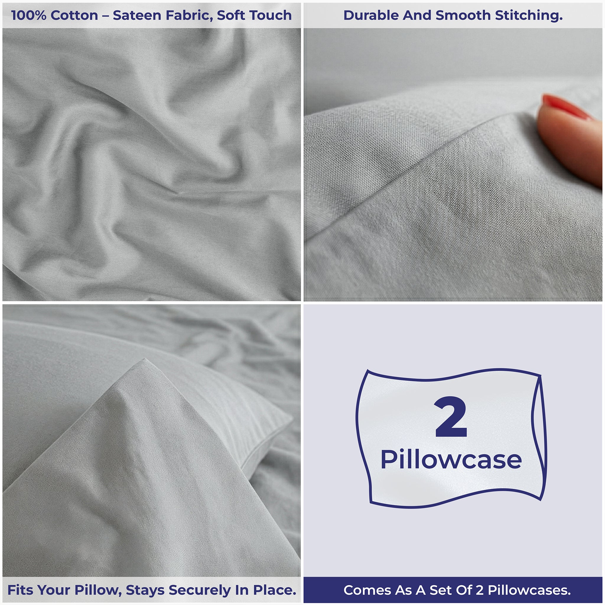 American Soft Linen 100% Cotton Sateen Pillowcase Set (2 Piece) - Soft, Breathable, Hotel Quality Pillow Covers