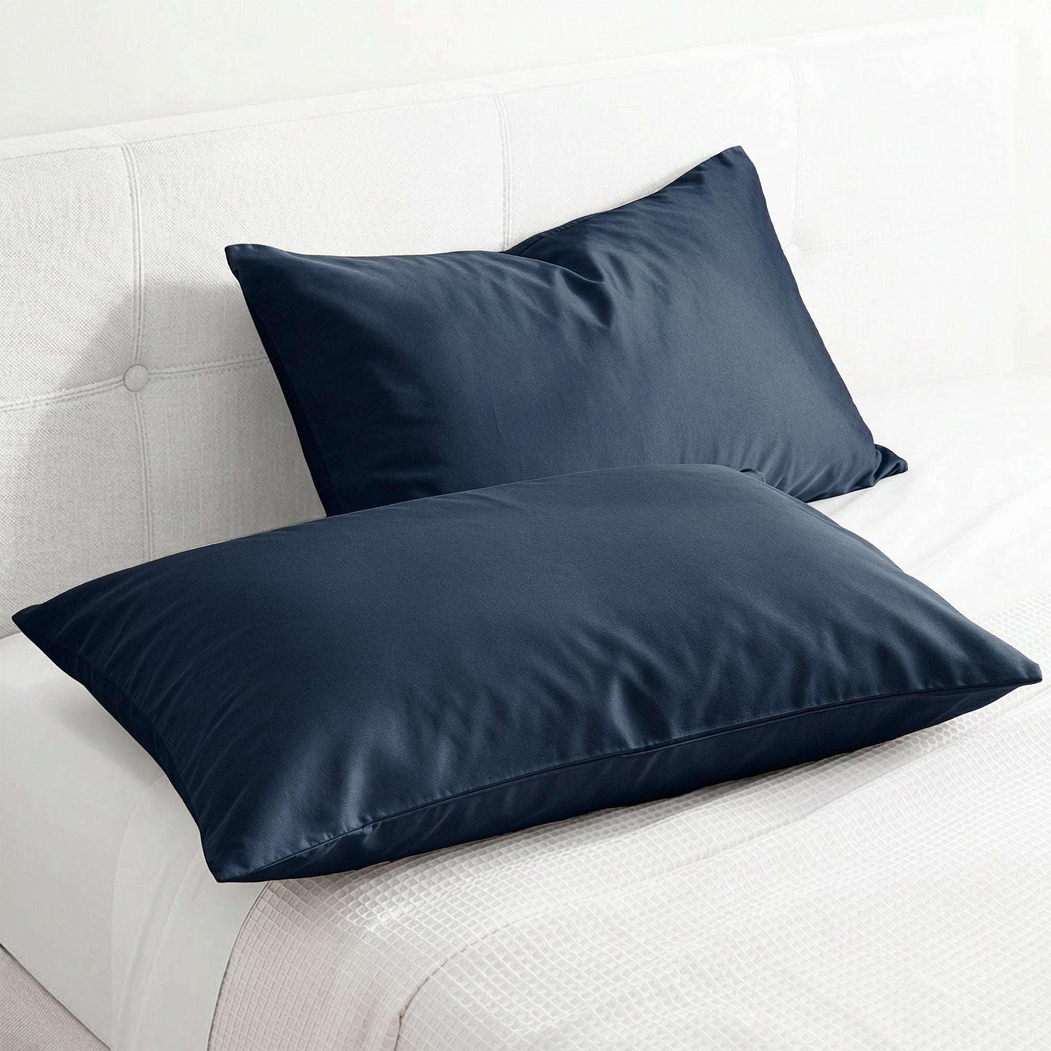 American Soft Linen 100% Cotton Sateen Pillowcase Set (2 Piece) - Soft, Breathable, Hotel Quality Pillow Covers