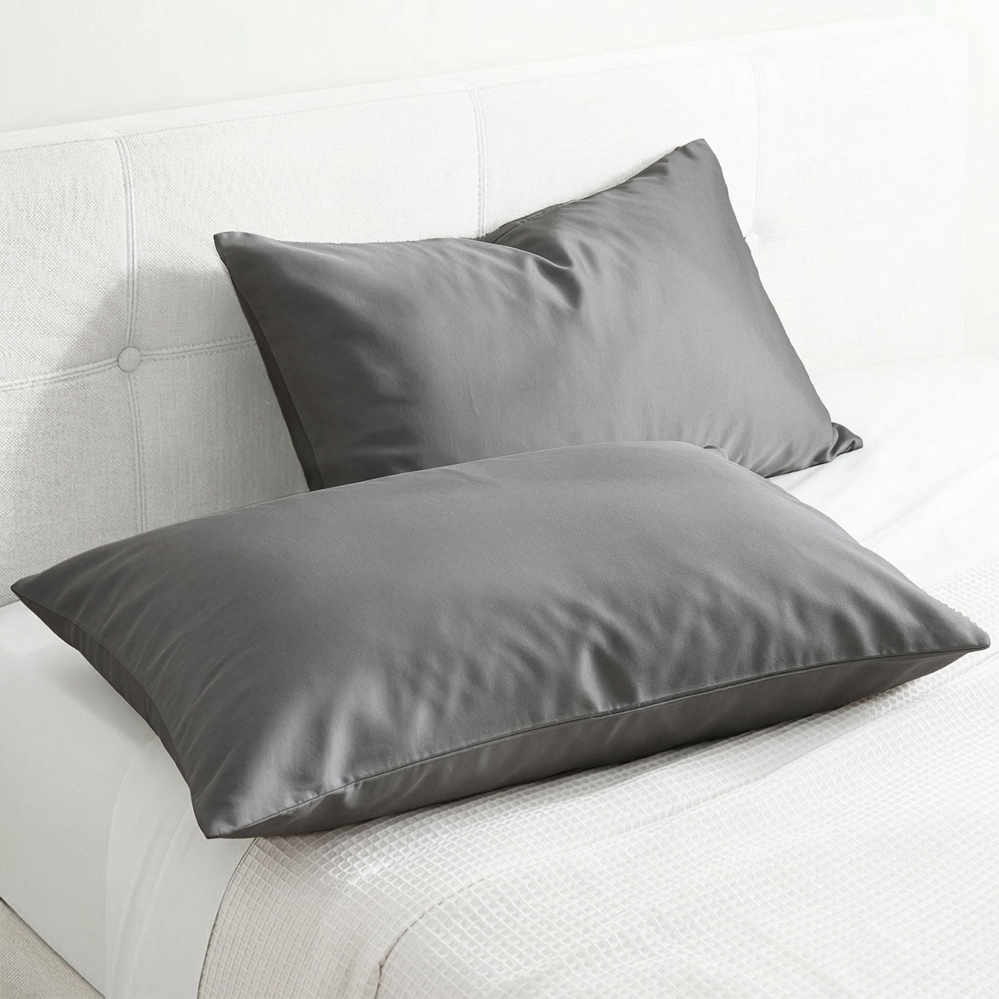 American Soft Linen 100% Cotton Sateen Pillowcase Set (2 Piece) - Soft, Breathable, Hotel Quality Pillow Covers