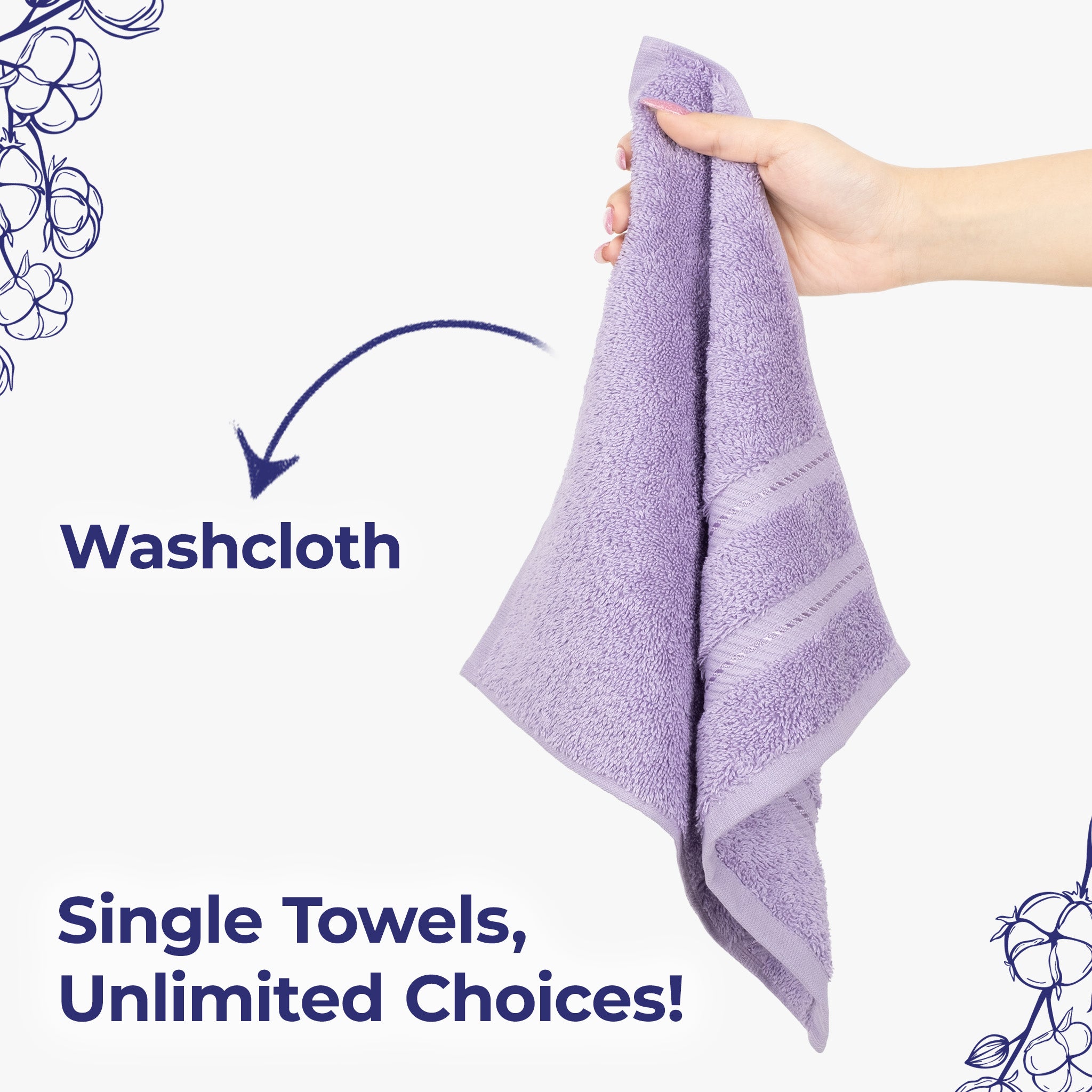 American Soft Linen Single Piece 100% Cotton Turkish Towels with 20 Different Colors, Create Your Set, Lilac, Washcloth towels 2