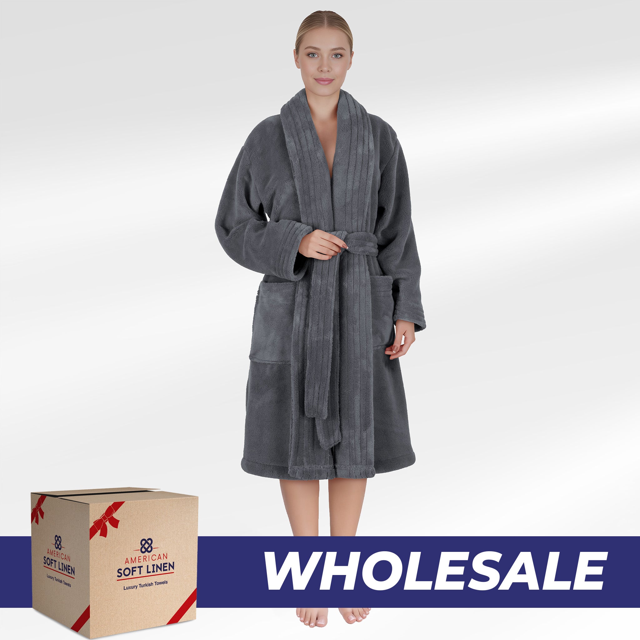 American Soft Linen Luxury Women’s Fleece Bathrobe – Ultra Soft, Warm & Lightweight Plush Robe Wholesale