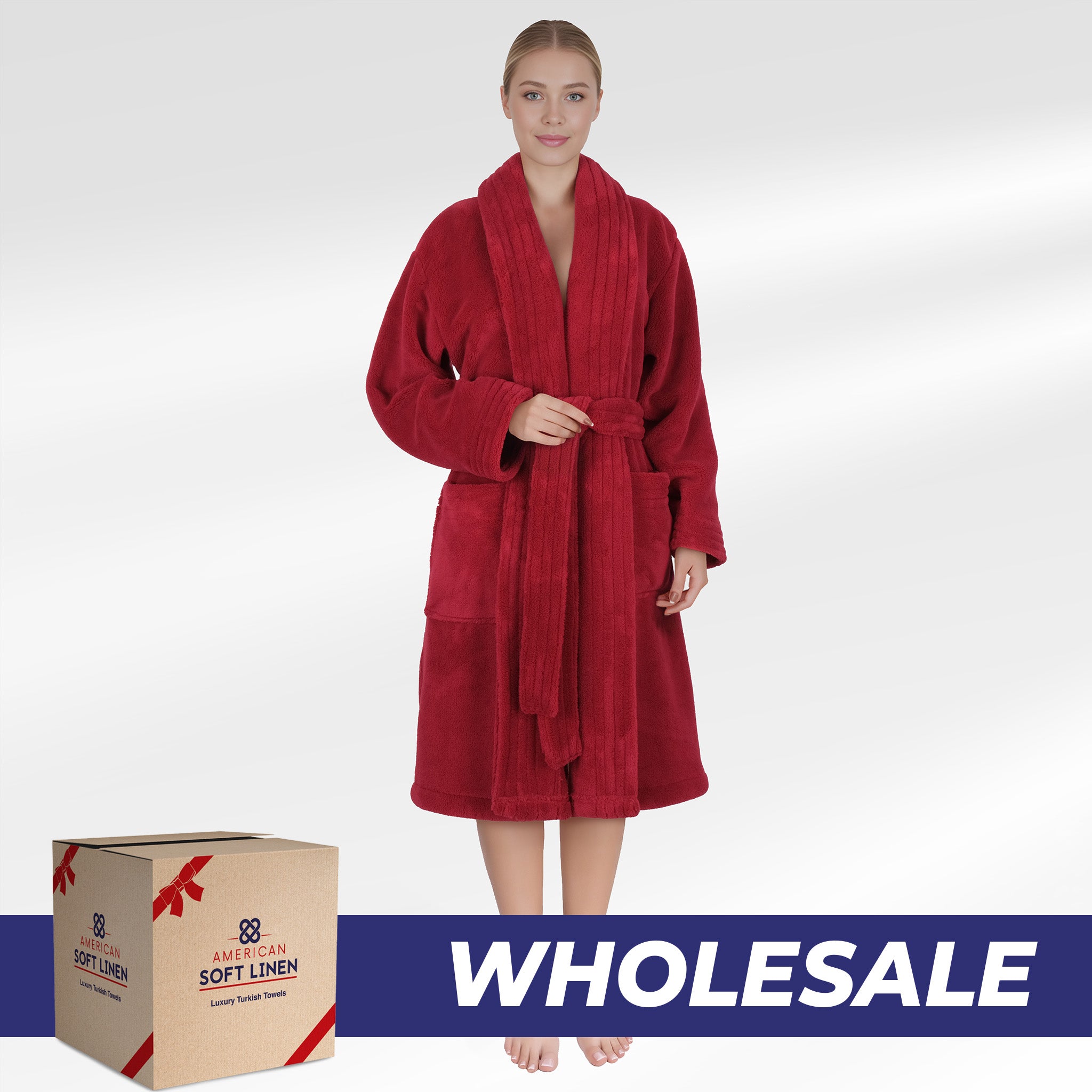 American Soft Linen Luxury Women’s Fleece Bathrobe – Ultra Soft, Warm & Lightweight Plush Robe Wholesale