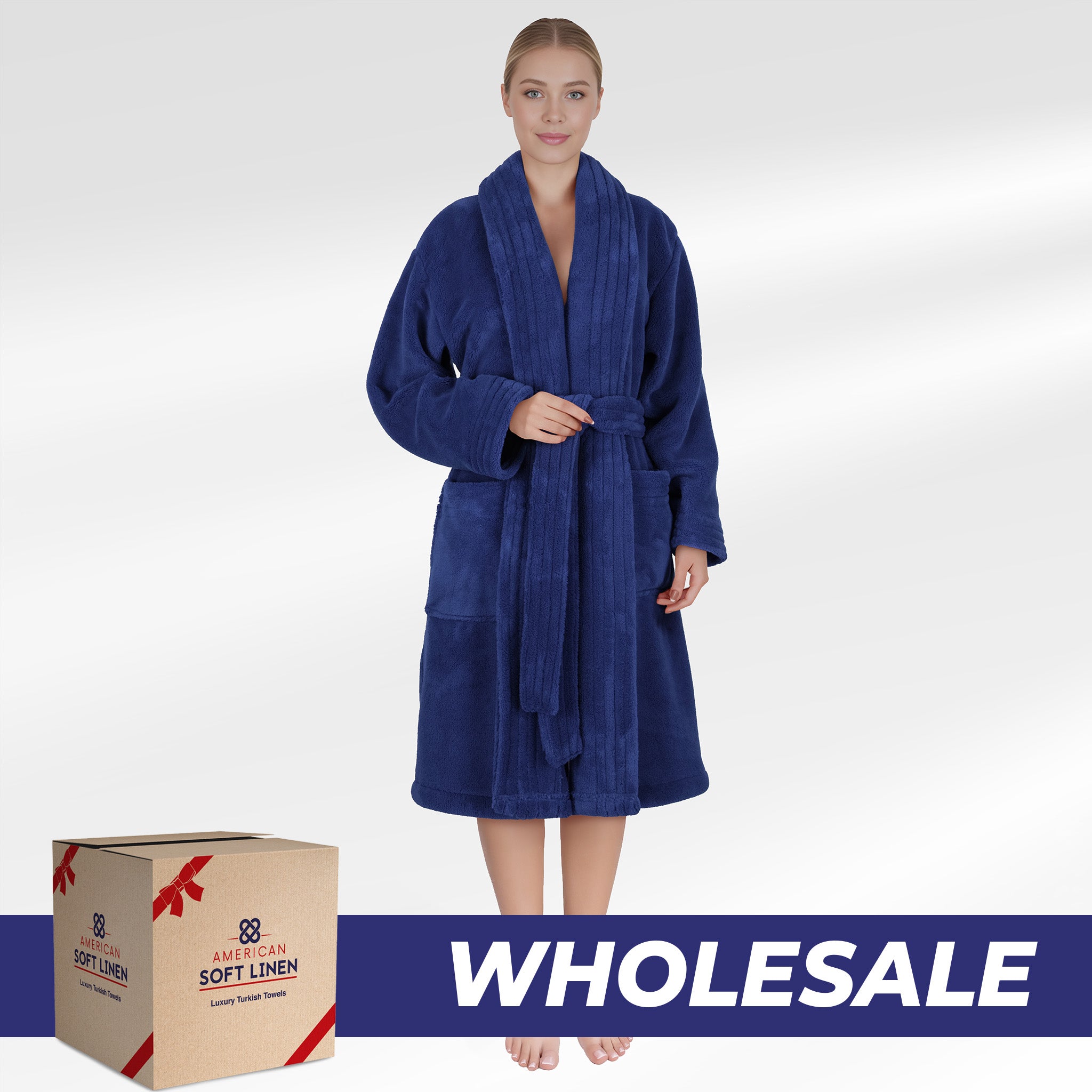 American Soft Linen Luxury Women’s Fleece Bathrobe – Ultra Soft, Warm & Lightweight Plush Robe Wholesale