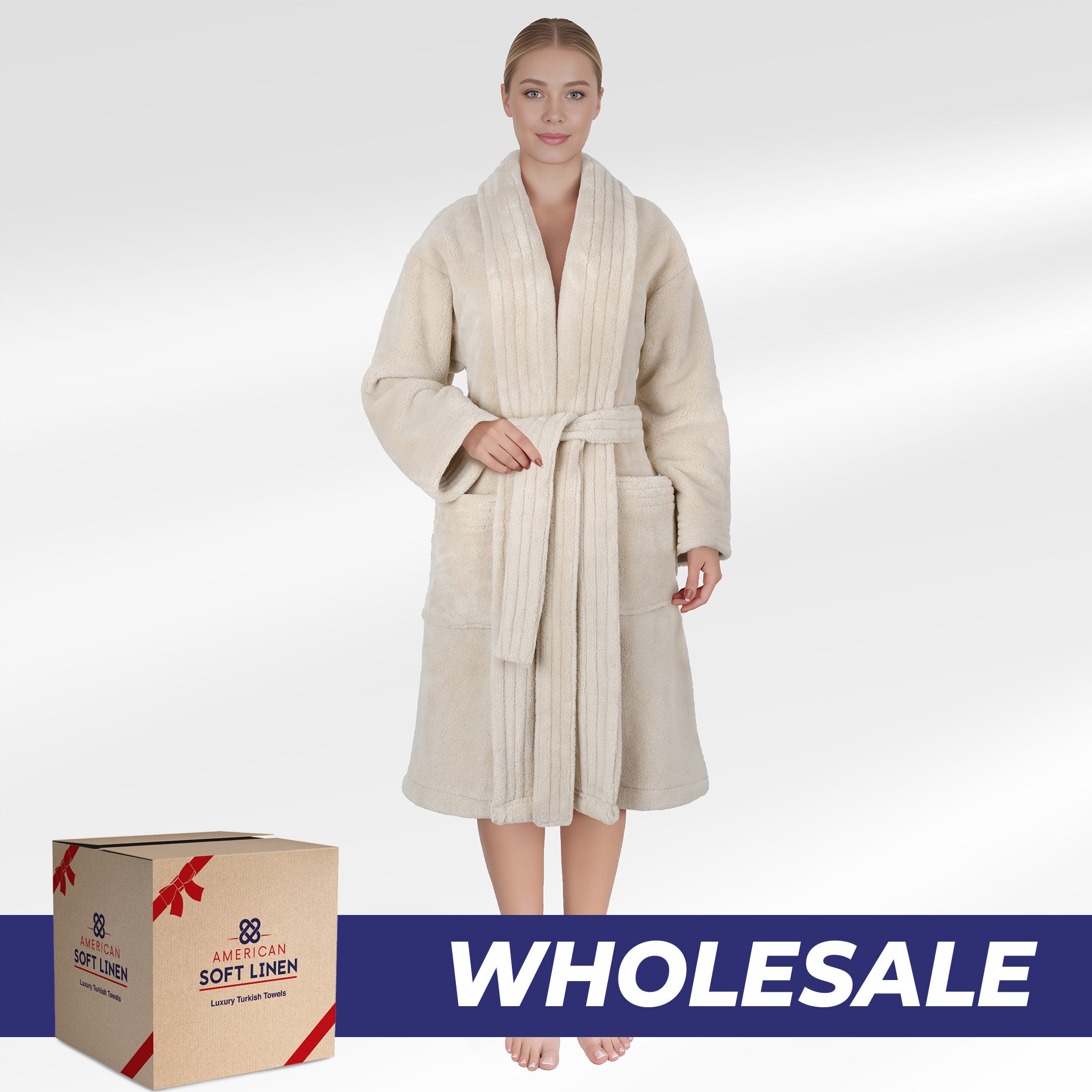 American Soft Linen Luxury Women’s Fleece Bathrobe – Ultra Soft, Warm & Lightweight Plush Robe Wholesale