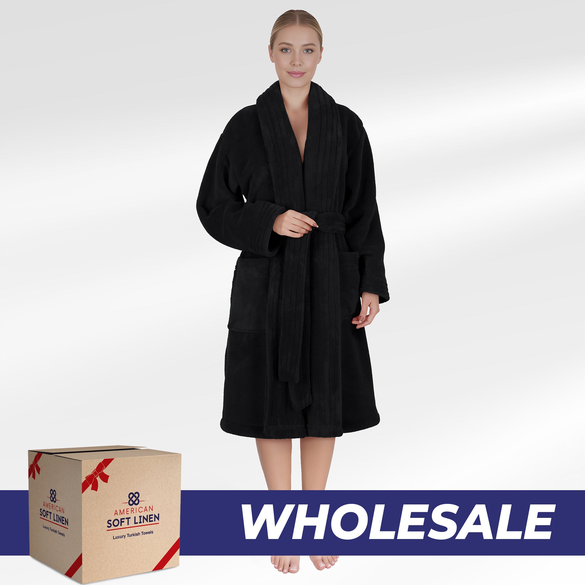 American Soft Linen Luxury Women’s Fleece Bathrobe – Ultra Soft, Warm & Lightweight Plush Robe Wholesale