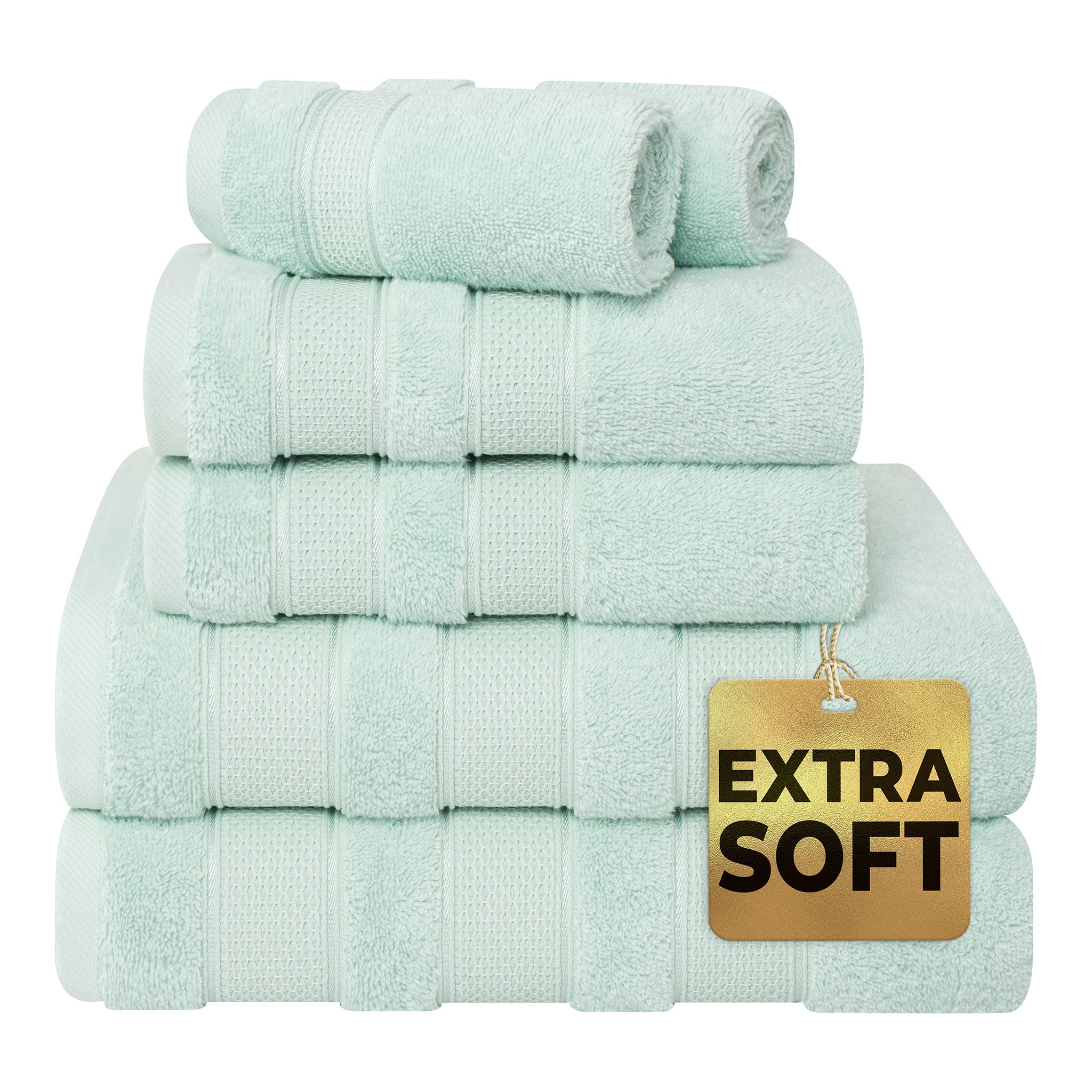 Salem 6 Piece 100% Turkish Combed Cotton Luxury Bath Towel Set - mint-1