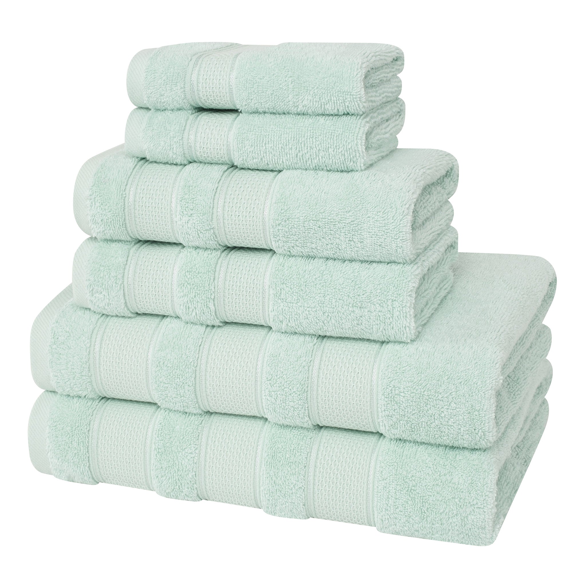 Salem 6 Piece 100% Turkish Combed Cotton Luxury Bath Towel Set - mint-5