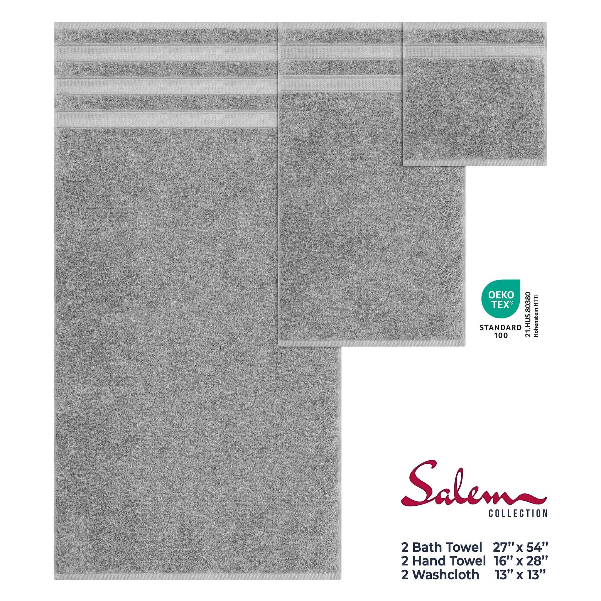 Salem 6 Piece 100% Turkish Combed Cotton Luxury Bath Towel Set - rockridge-gray-4