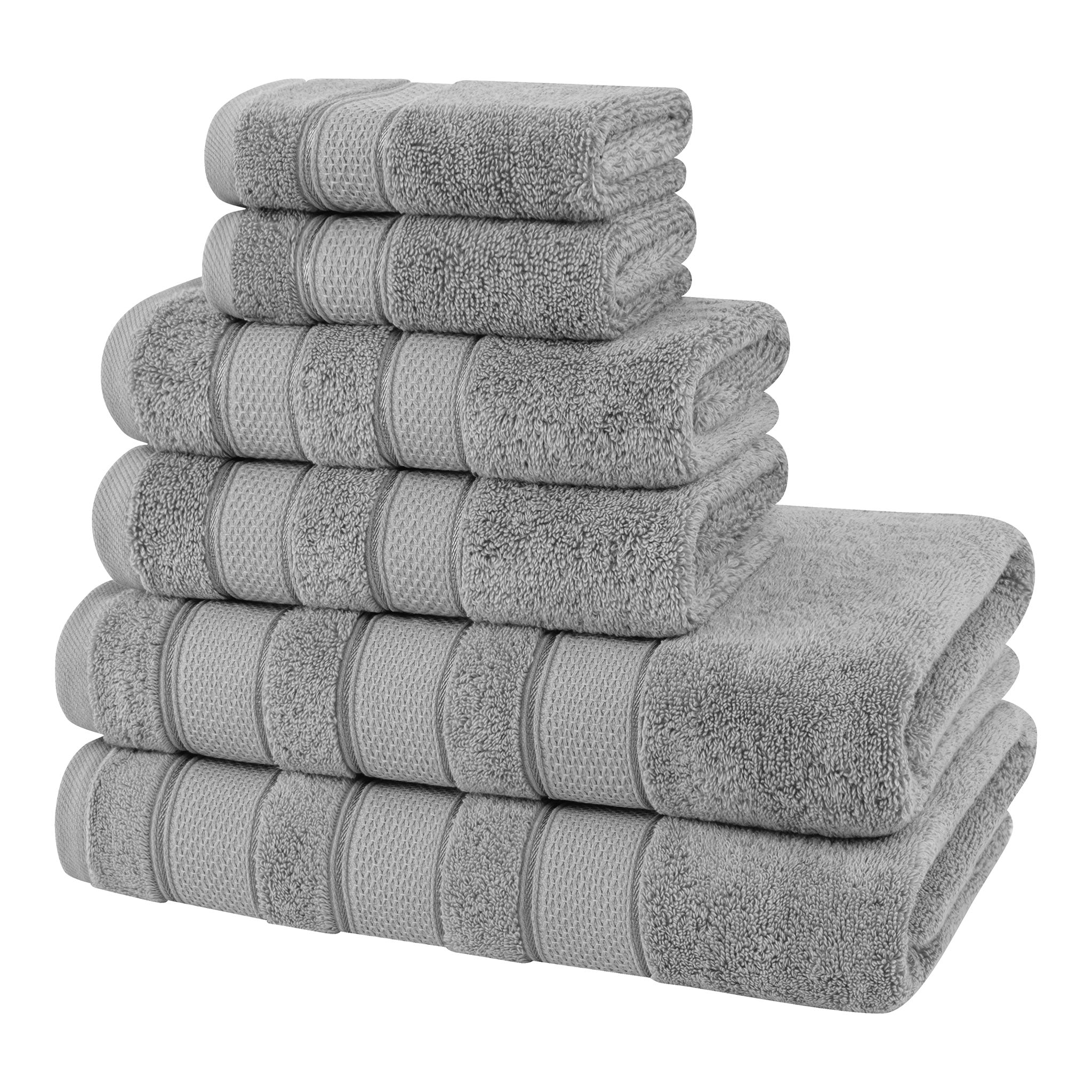 Salem 6 Piece 100% Turkish Combed Cotton Luxury Bath Towel Set - rockridge-gray-5