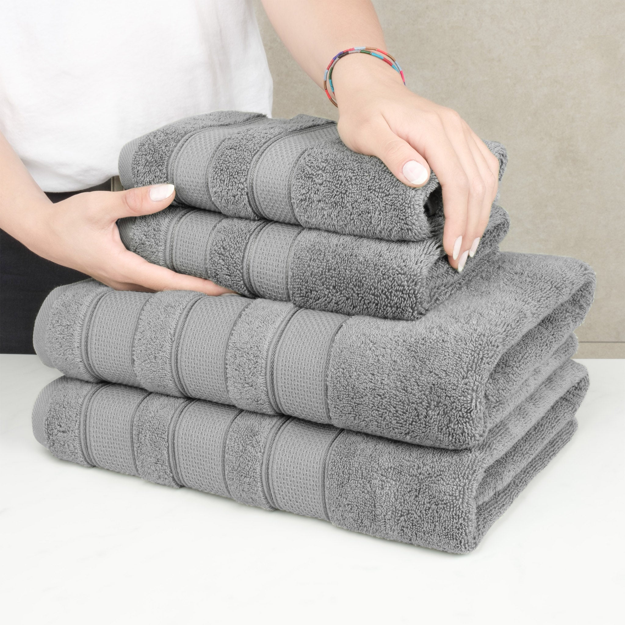 Salem 6 Piece 100% Turkish Combed Cotton Luxury Bath Towel Set - rockridge-gray-6