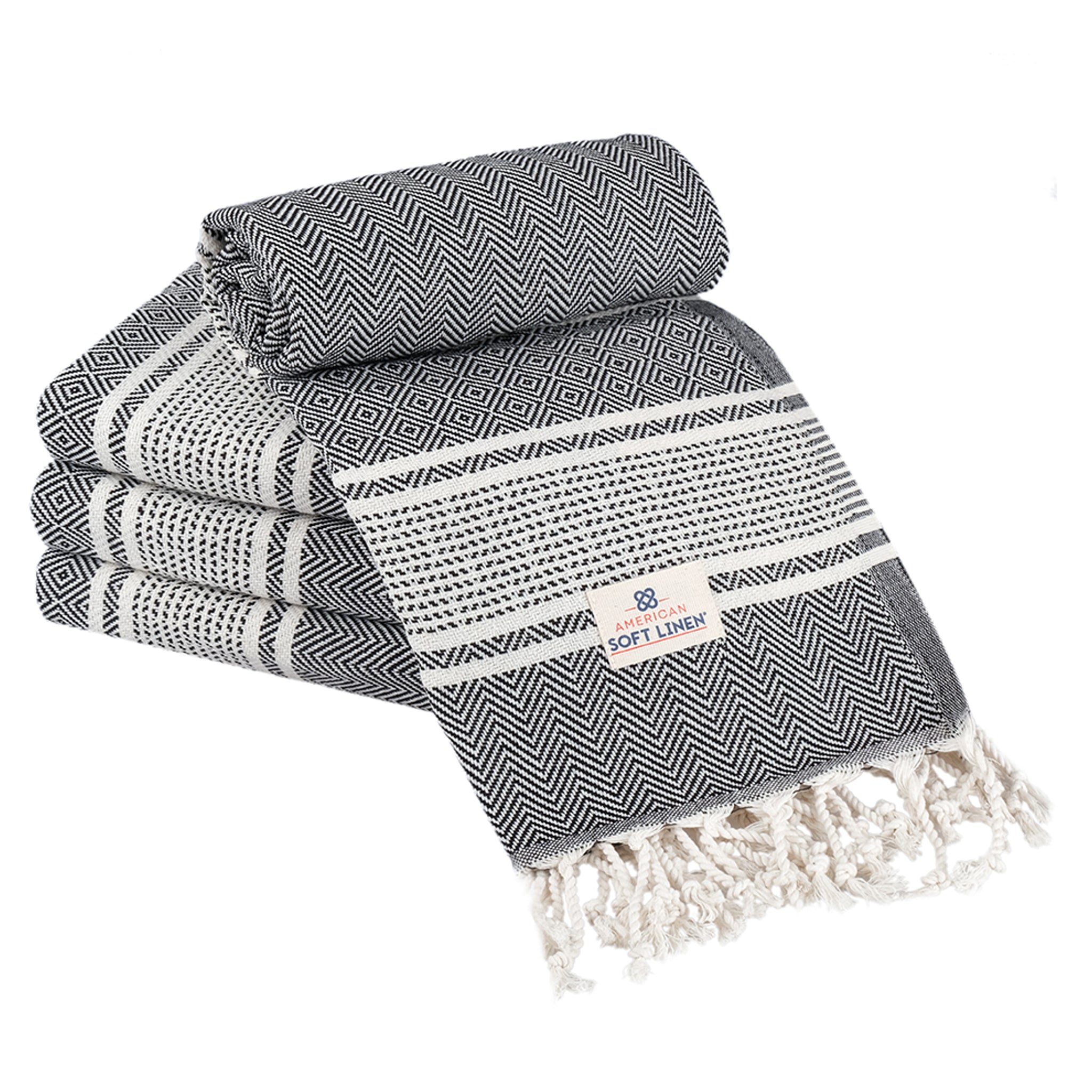 American Soft Linen Turkish Peshtemal Beach Towels, Cotton 4 Pack, 40" x 70" Size, Swim Towels for Beach and Pool Towels