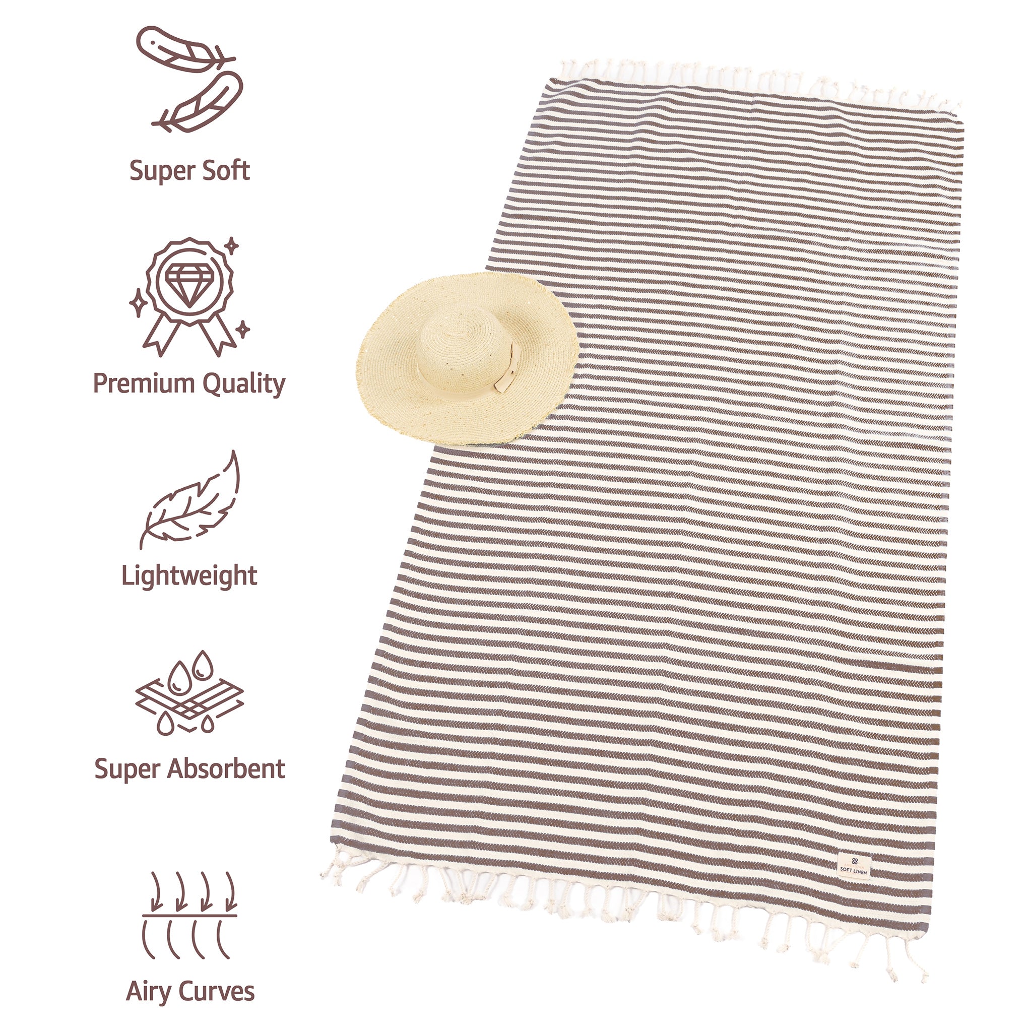 American Soft Linen Turkish Peshtemal Beach Towels, Cotton 4 Pack, 40" x 70" Size, Swim Towels for Beach and Pool Towels