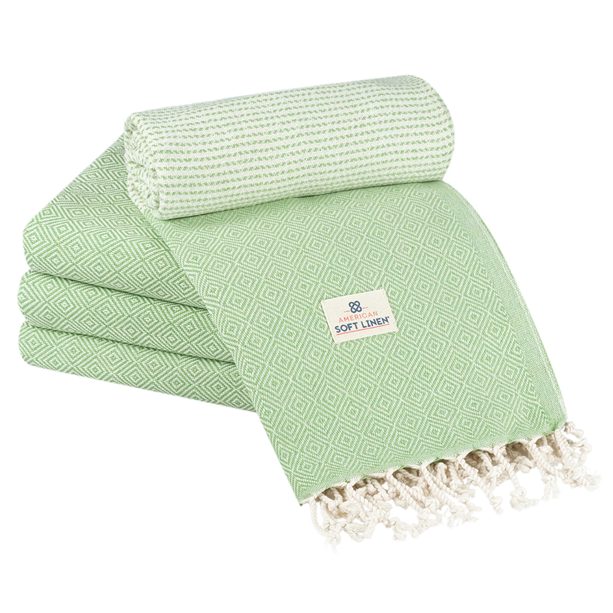 American Soft Linen Turkish Peshtemal Beach Towels, Cotton 4 Pack, 40" x 70" Size, Swim Towels for Beach and Pool Towels