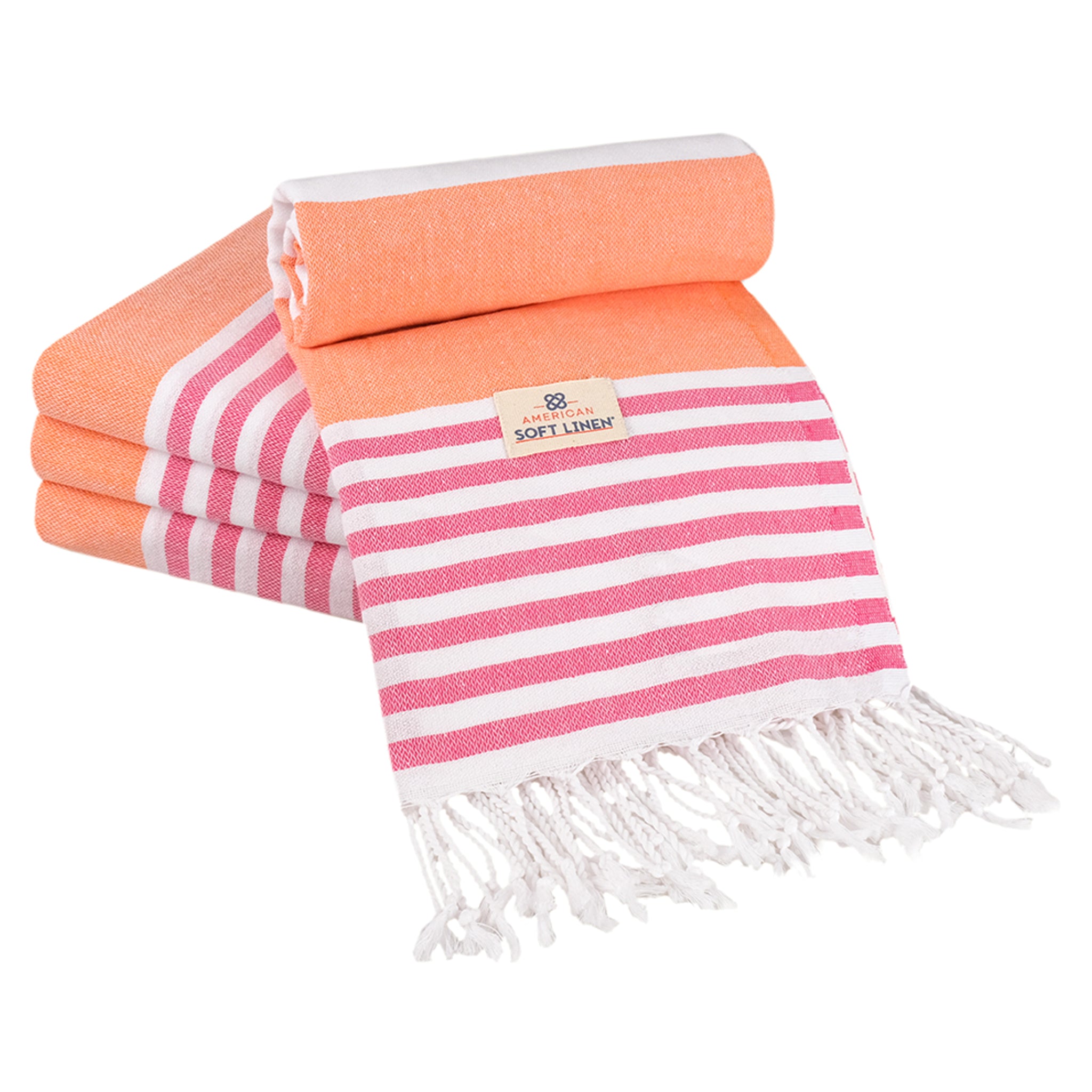 American Soft Linen Turkish Peshtemal Beach Towels, Cotton 4 Pack, 40" x 70" Size, Swim Towels for Beach and Pool Towels