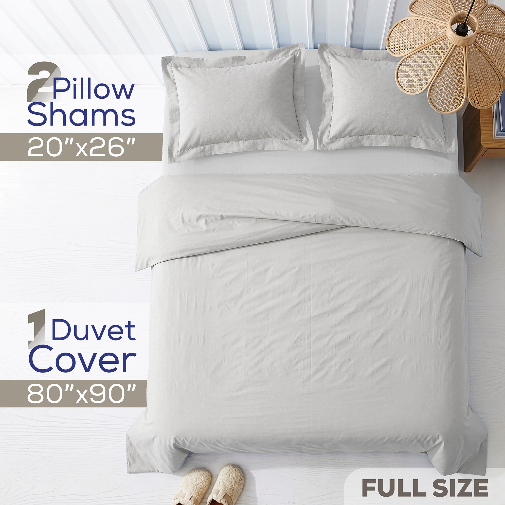 American Soft Linen 100% Washed Cotton Percale Duvet Cover Set – Soft Breathable Bedding Set with Pillow Shams